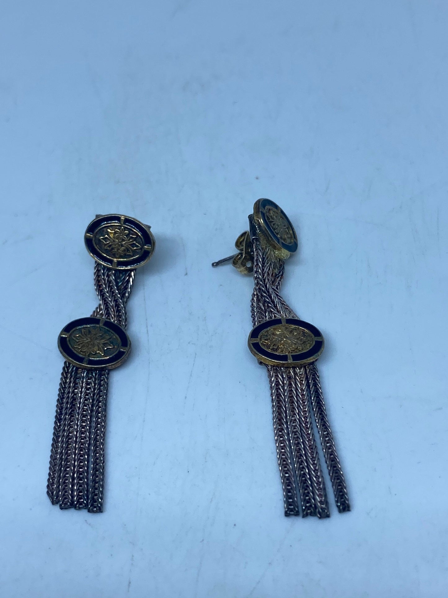 Vintage 925 Sterling Silver Chain Dangle Earrings