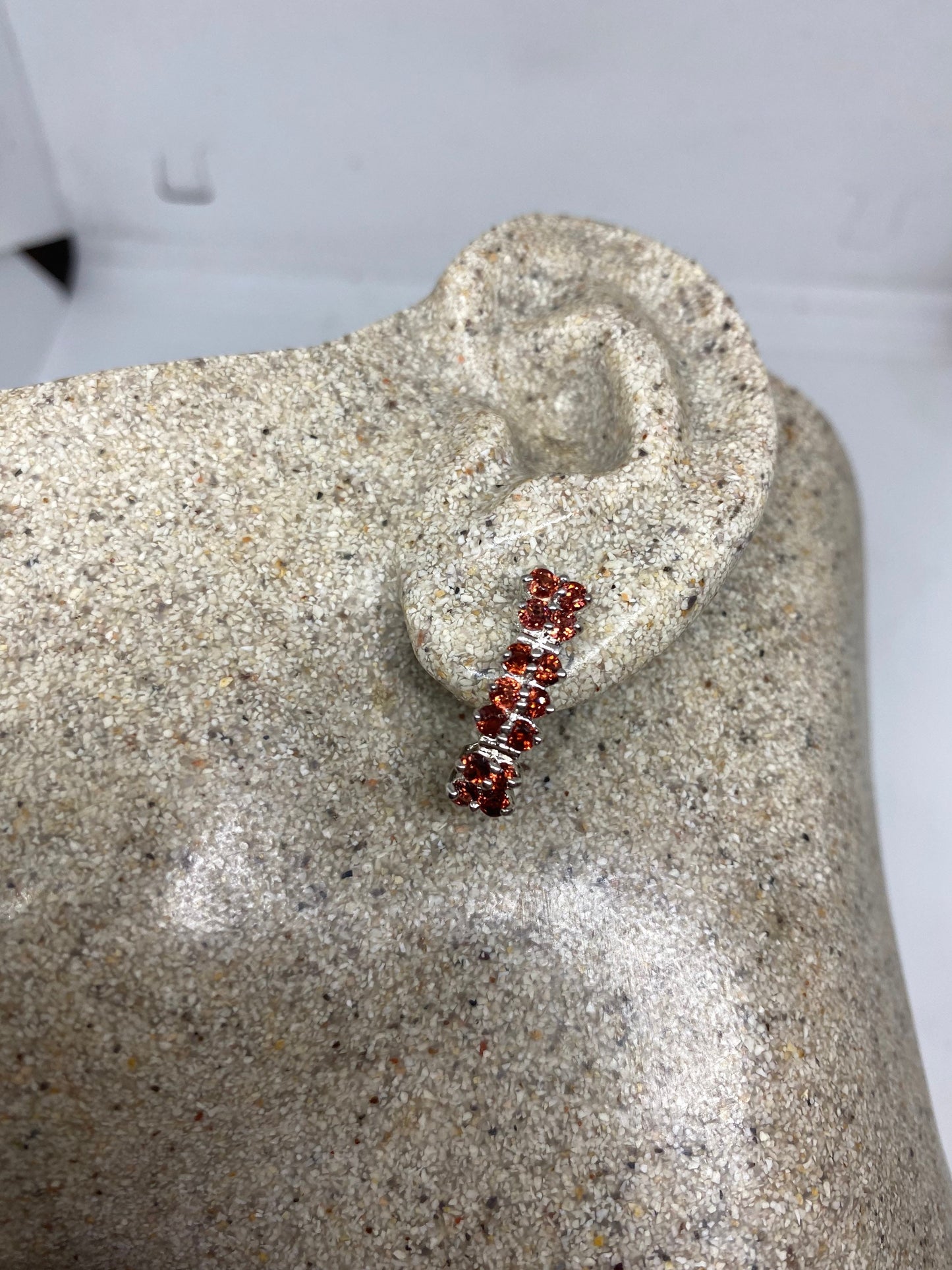 Vintage Bohemian Red Garnet Earrings 925 Sterling Silver Deco Dangle