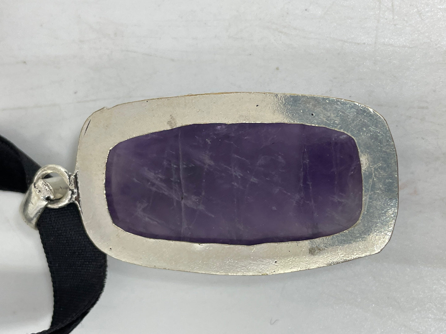 Cabochon Cut Droplet Deep Purple Genuine Amethyst Necklace
