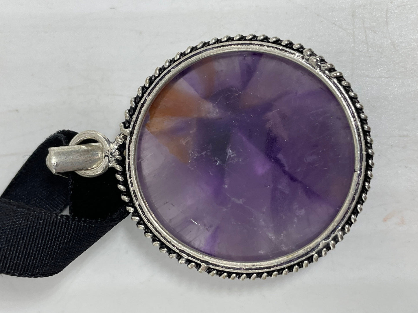 Cabochon Cut Droplet Deep Purple Genuine Amethyst Necklace