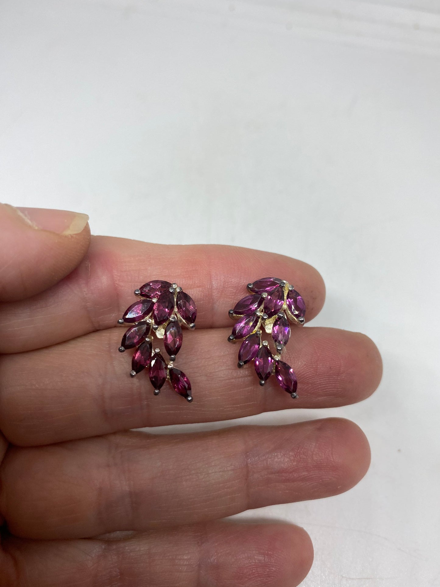 Vintage Handmade Sterling Silver Genuine tourmaline Earrings