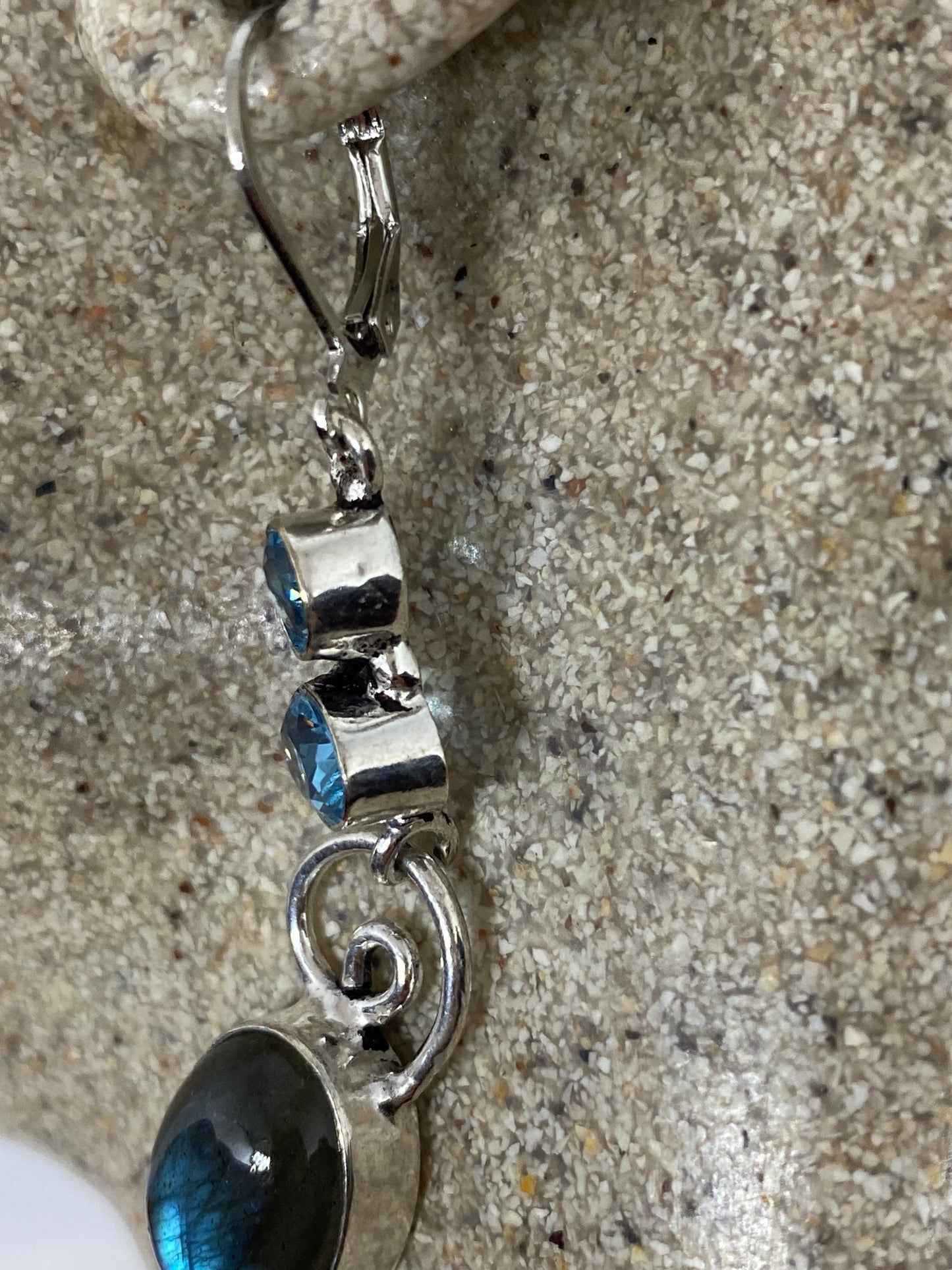 Vintage Labradorite Silver Dangle Earrings