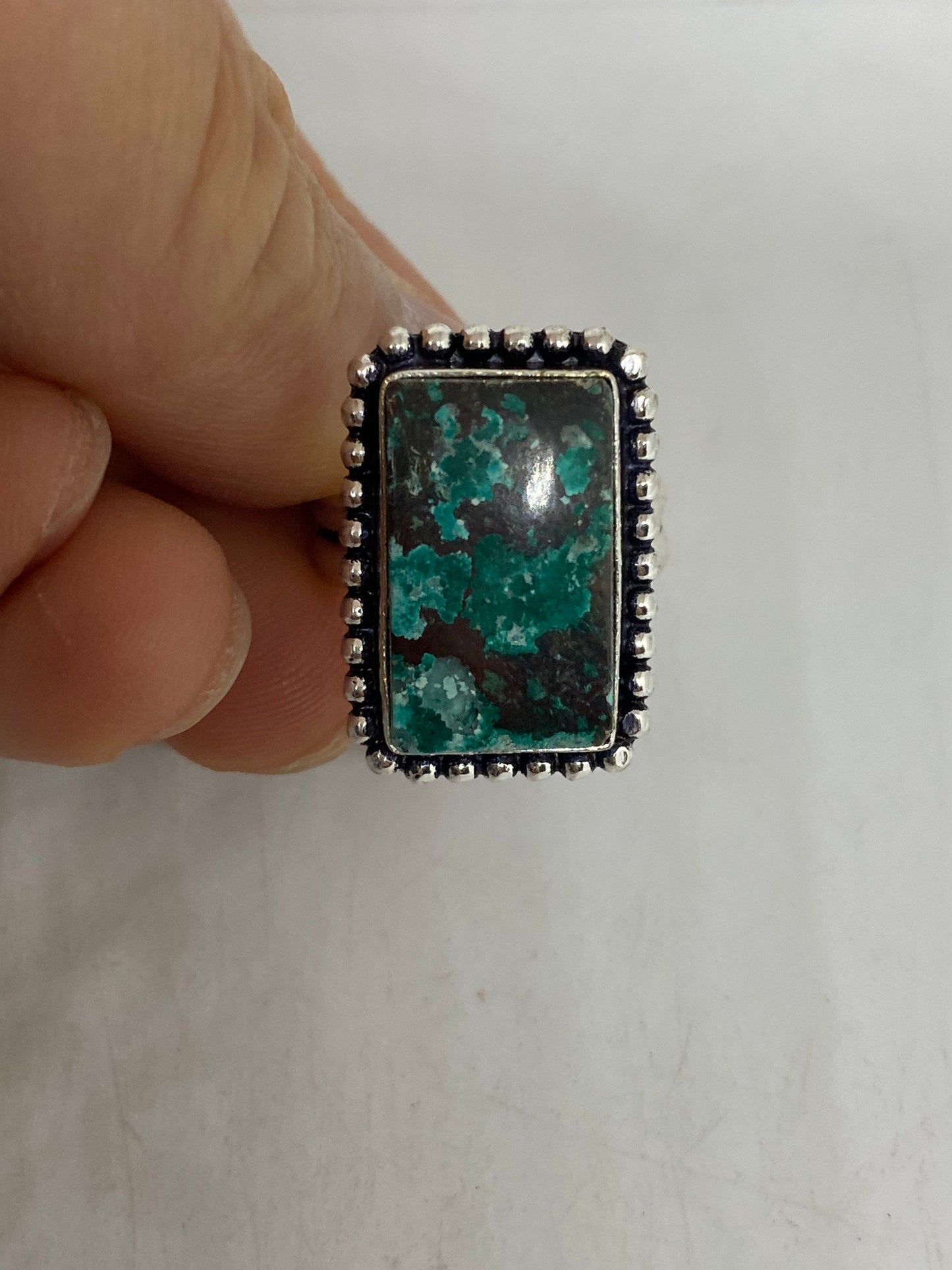 Vintage Genuine Blue Amazonite Silver Ring