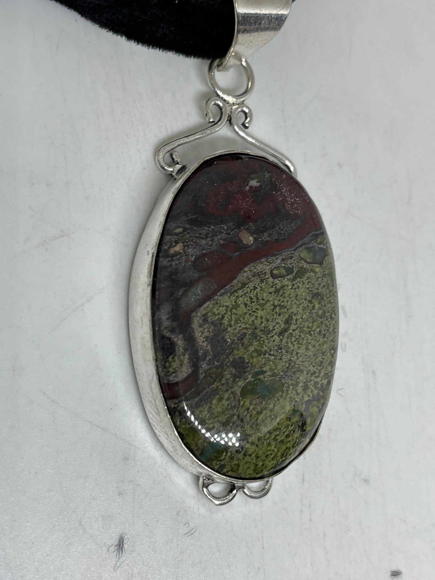 Vintage Fossil Agate Silver Finish Necklace