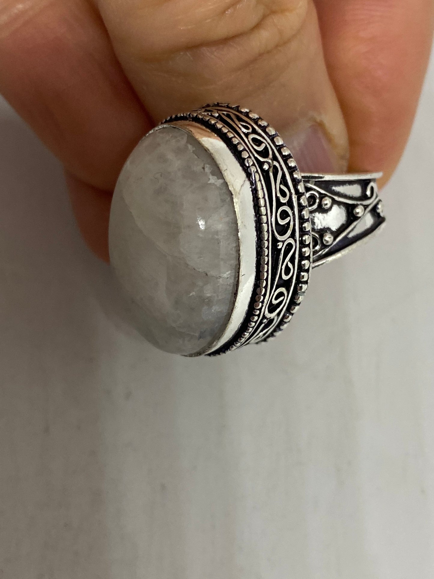 Vintage Genuine Rainbow Moonstone Ring