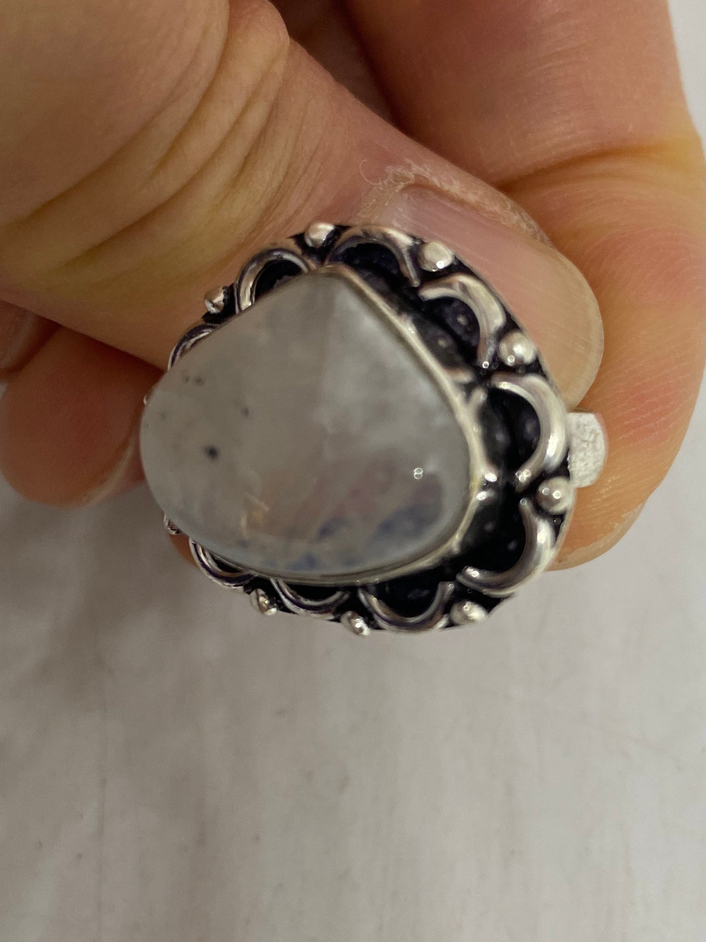 Vintage Genuine Rainbow Moonstone Ring