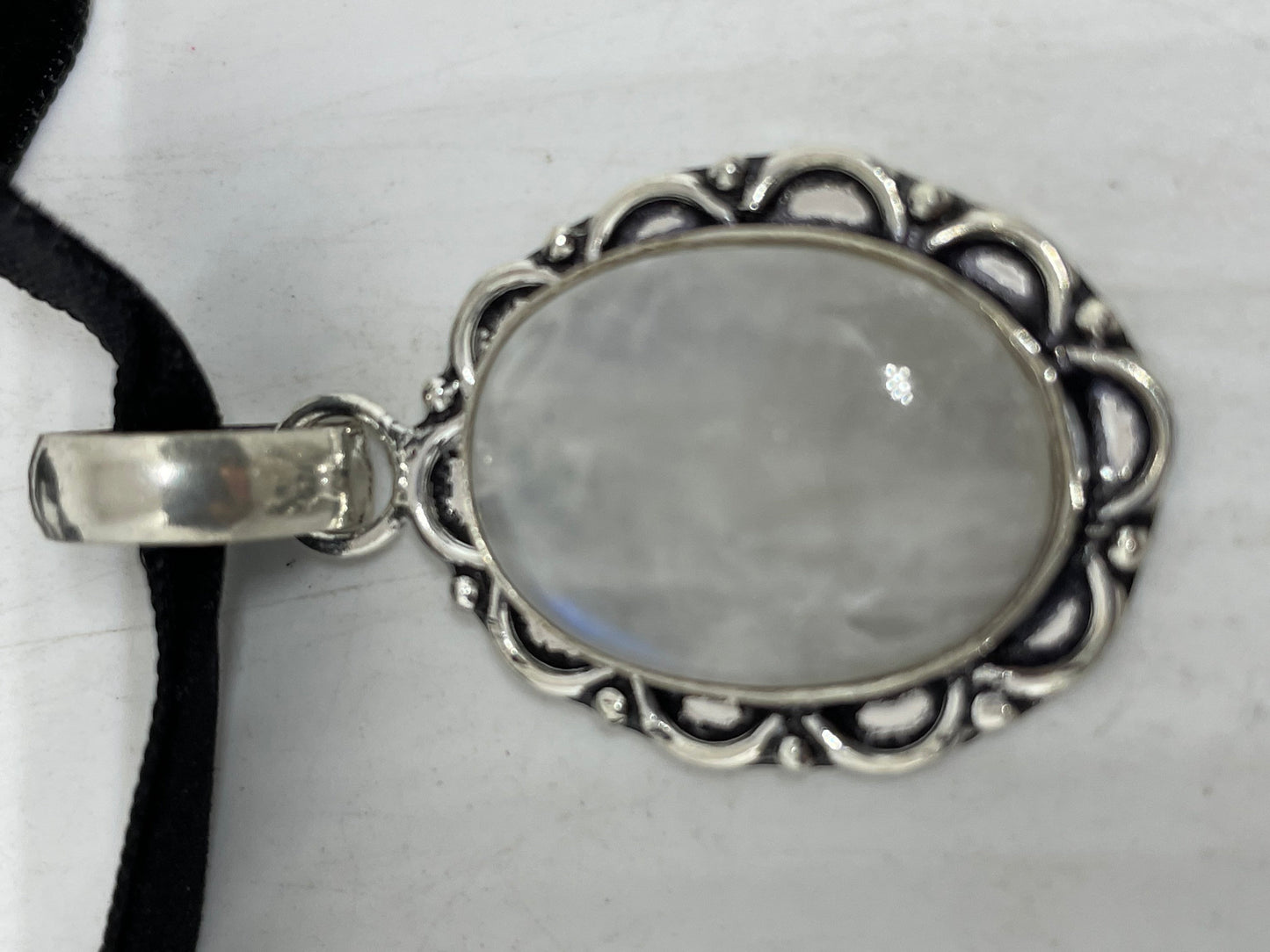 Vintage Rainbow Moonstone Choker Pendant Necklace