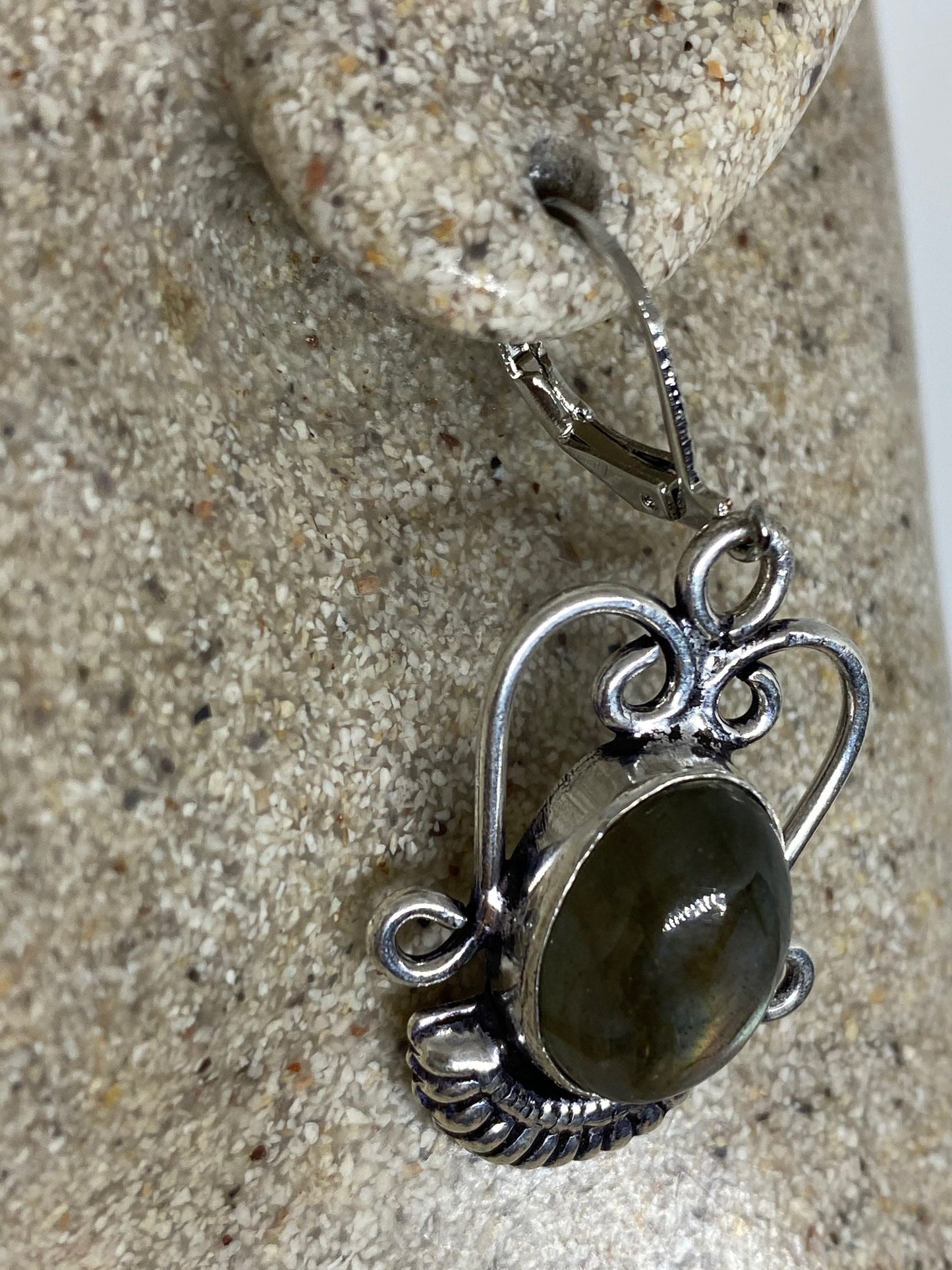 Vintage Labradorite Silver Dangle Earrings
