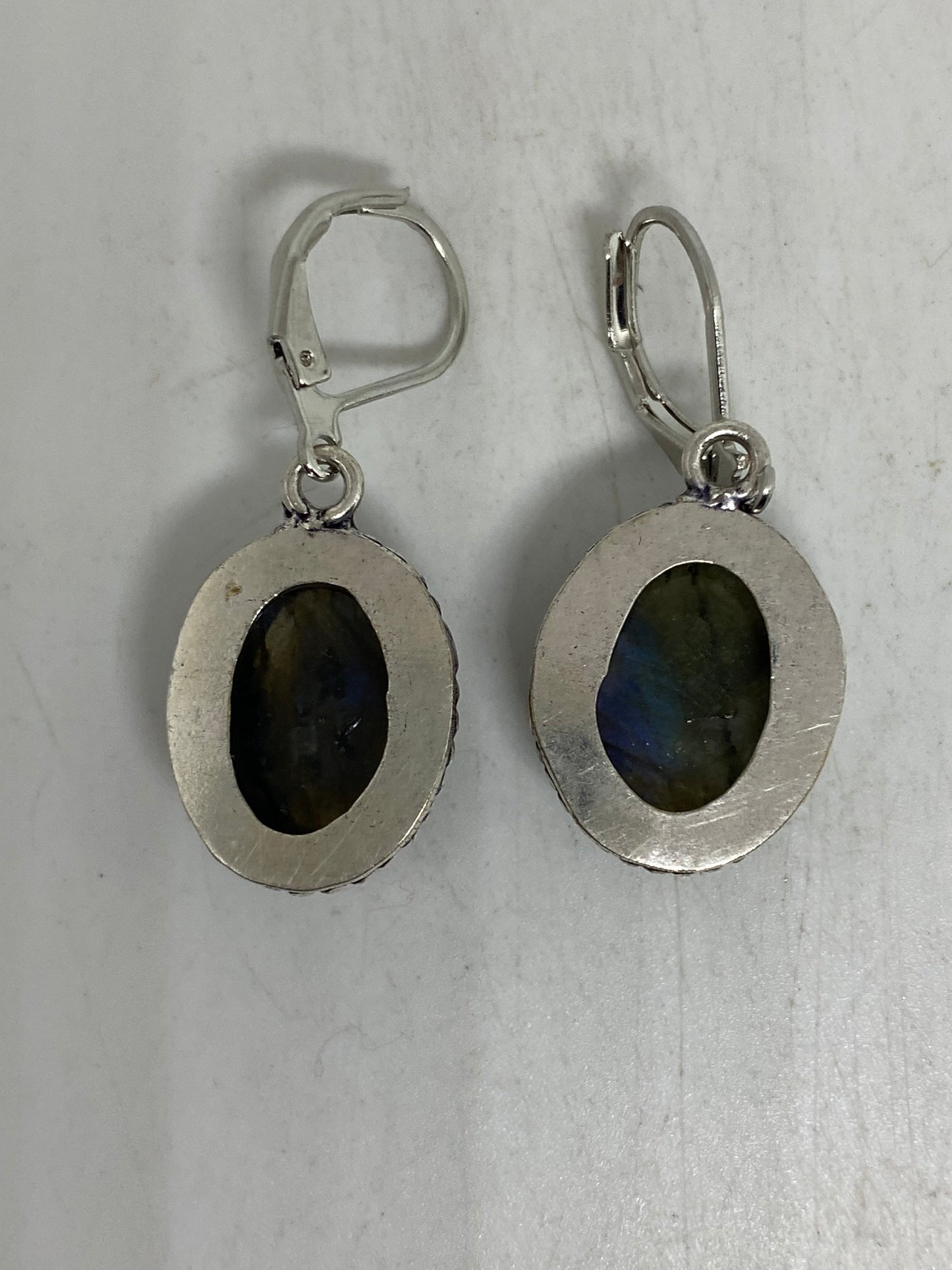 Vintage Labradorite Silver Dangle Earrings