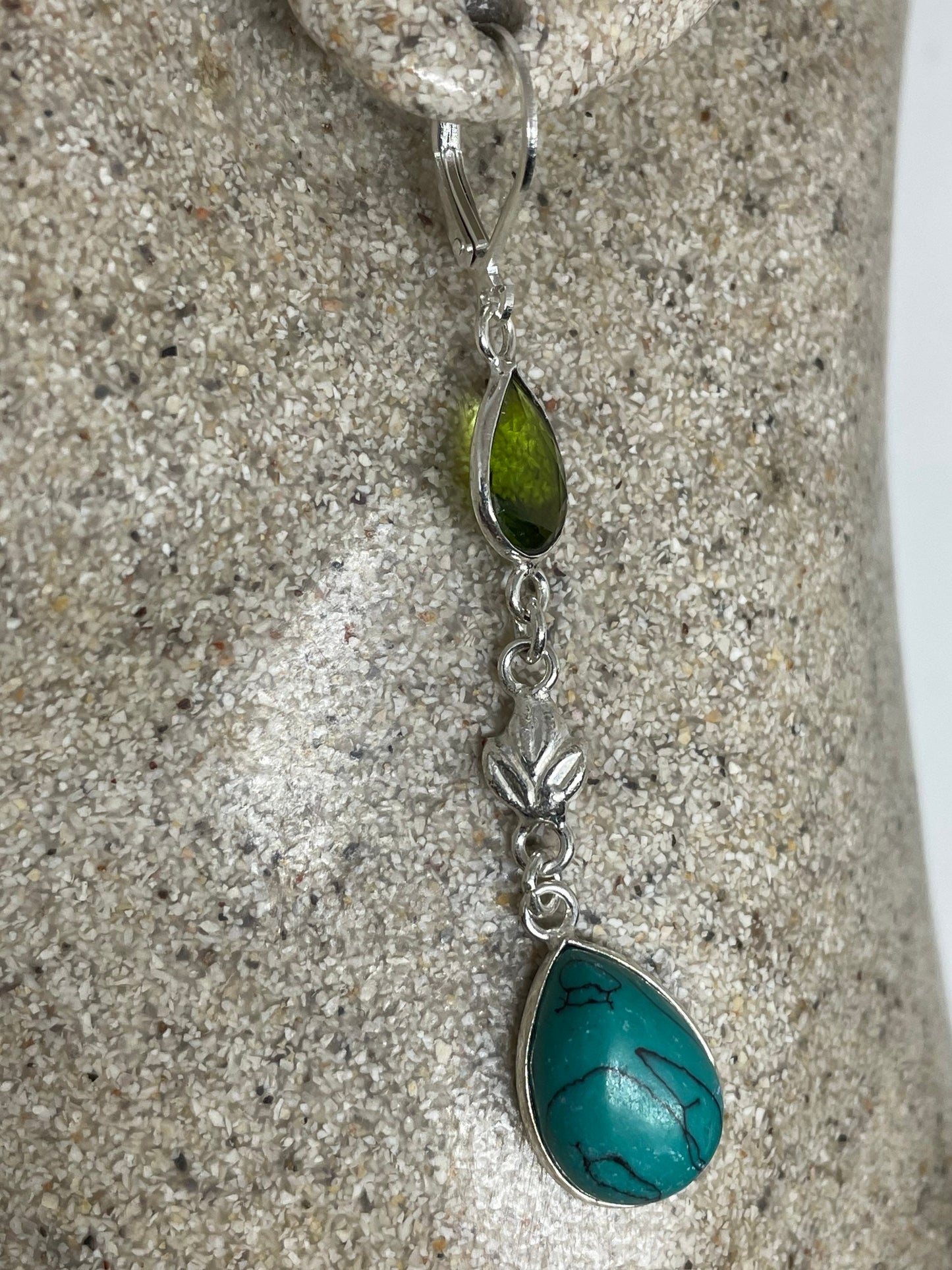 Vintage Sterling Silver Blue Turquoise Howlite Earrings