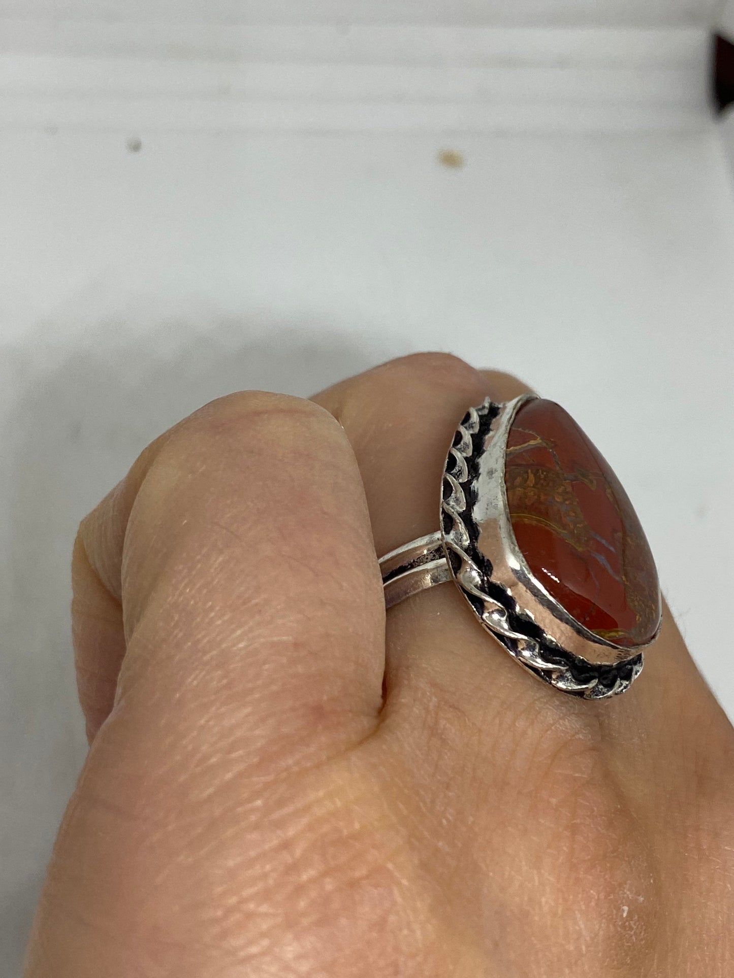 Vintage Genuine Red Jasper Statement Ring