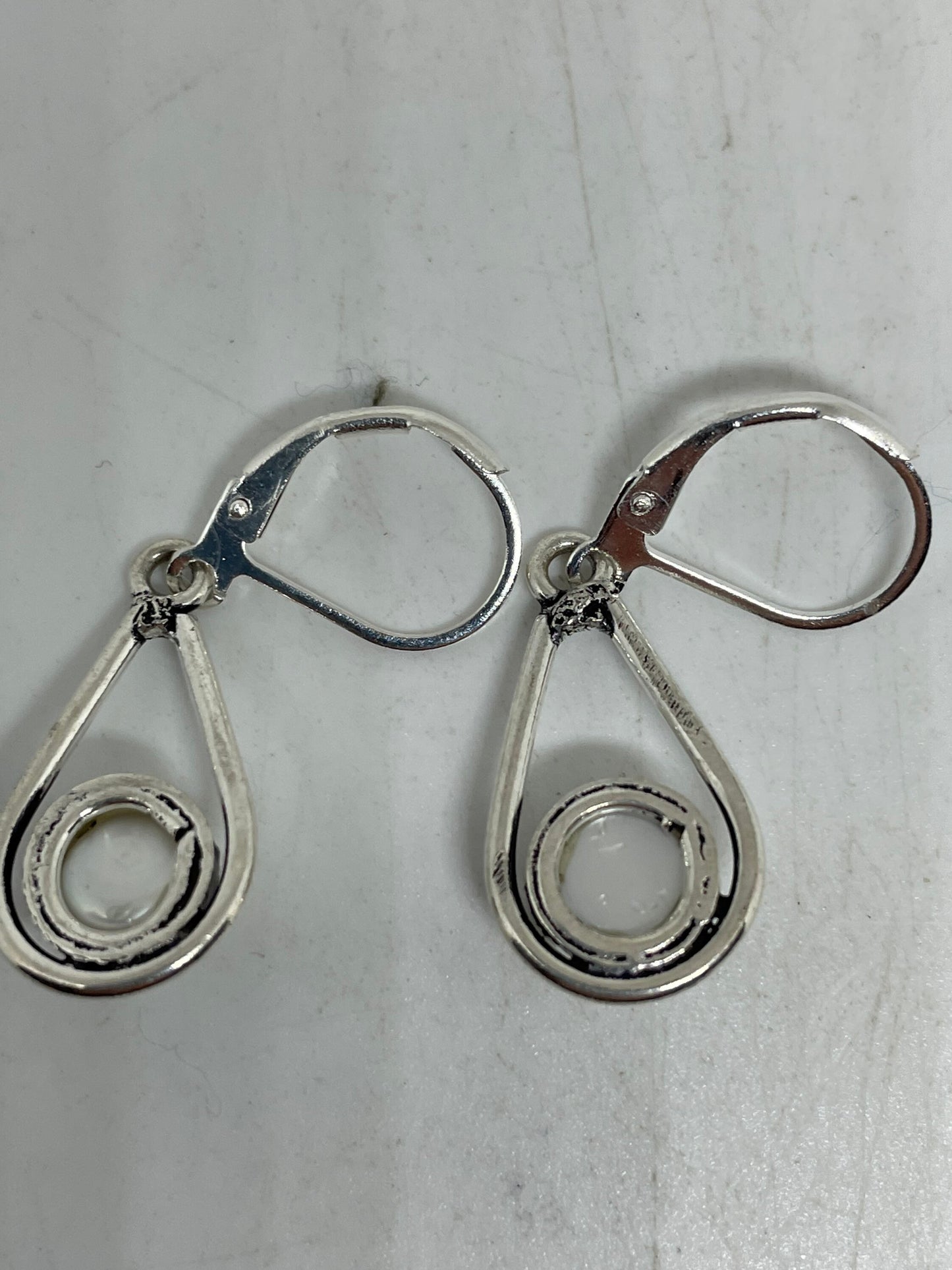 Vintage Genuine Pearl Sterling Silver Dangle Earrings