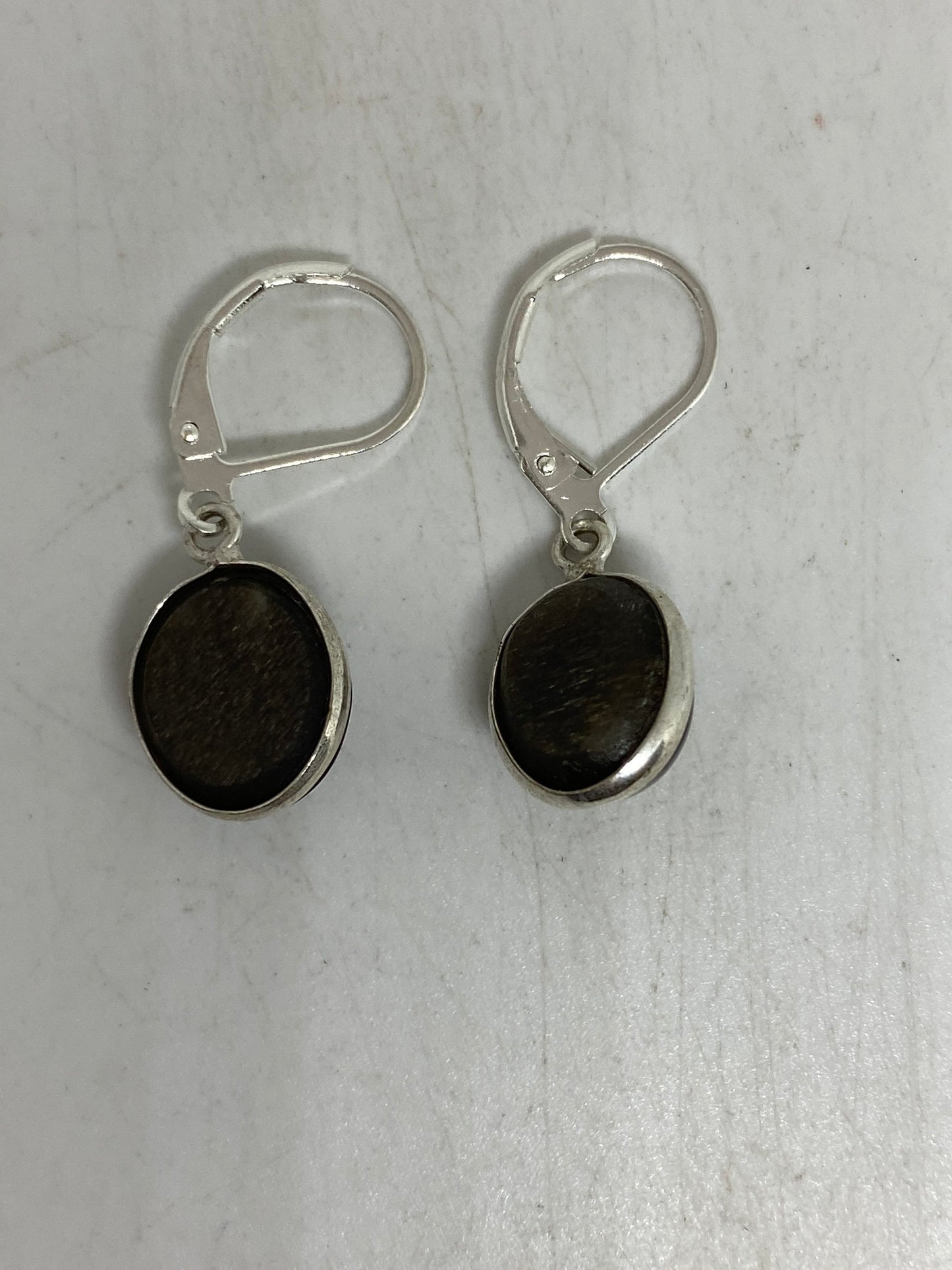 Vintage Yellow Moonstone Sterling Silver Lever Back Dangle Earrings