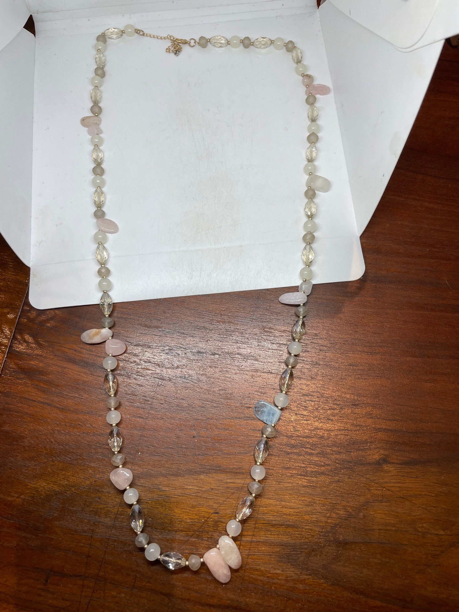 35-38 Inch Hand Knoted Vintage Mixed color White Onyz agate beaded Necklace