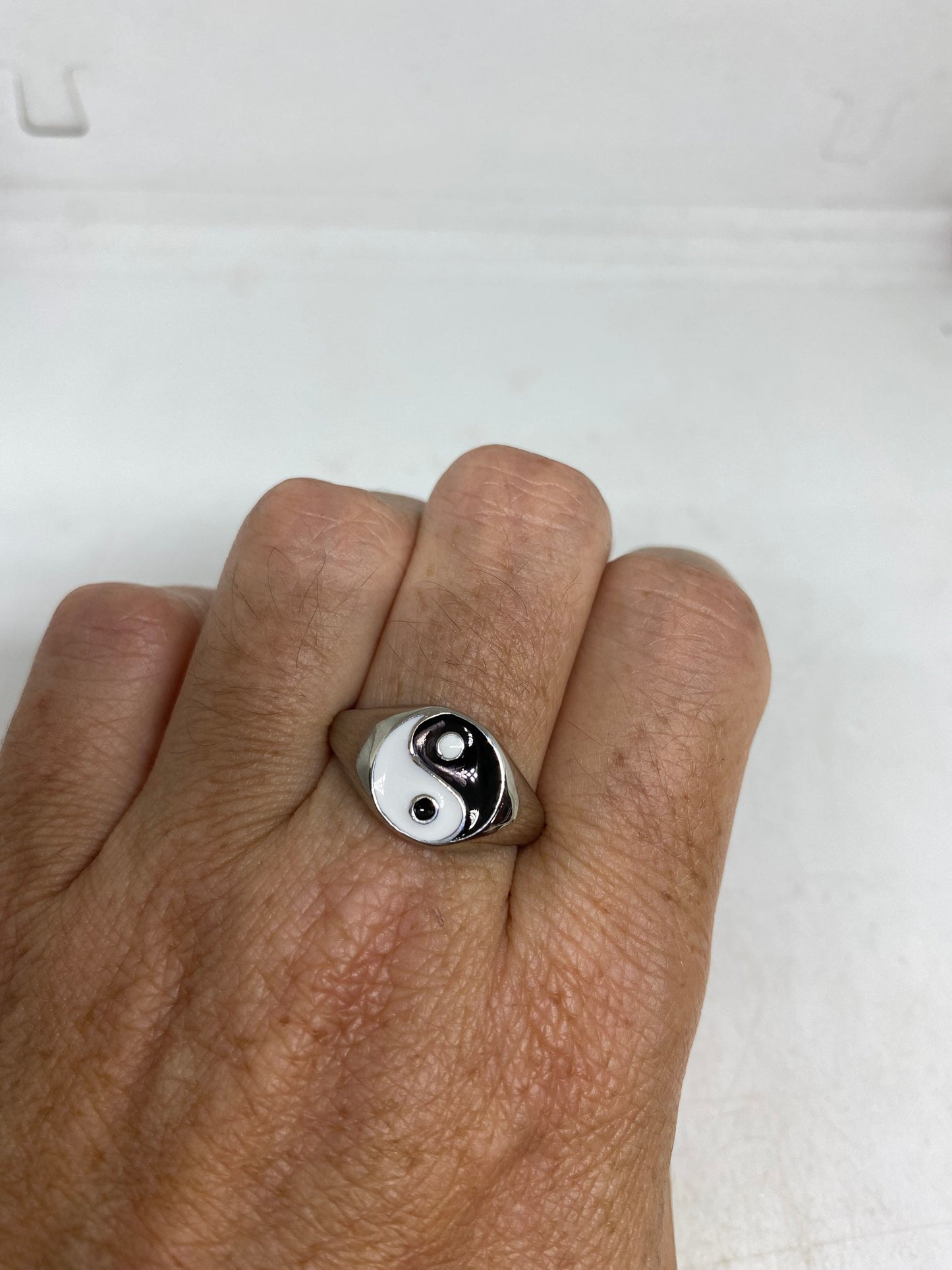 Vintage Gothic Yin Yang Mens Ring