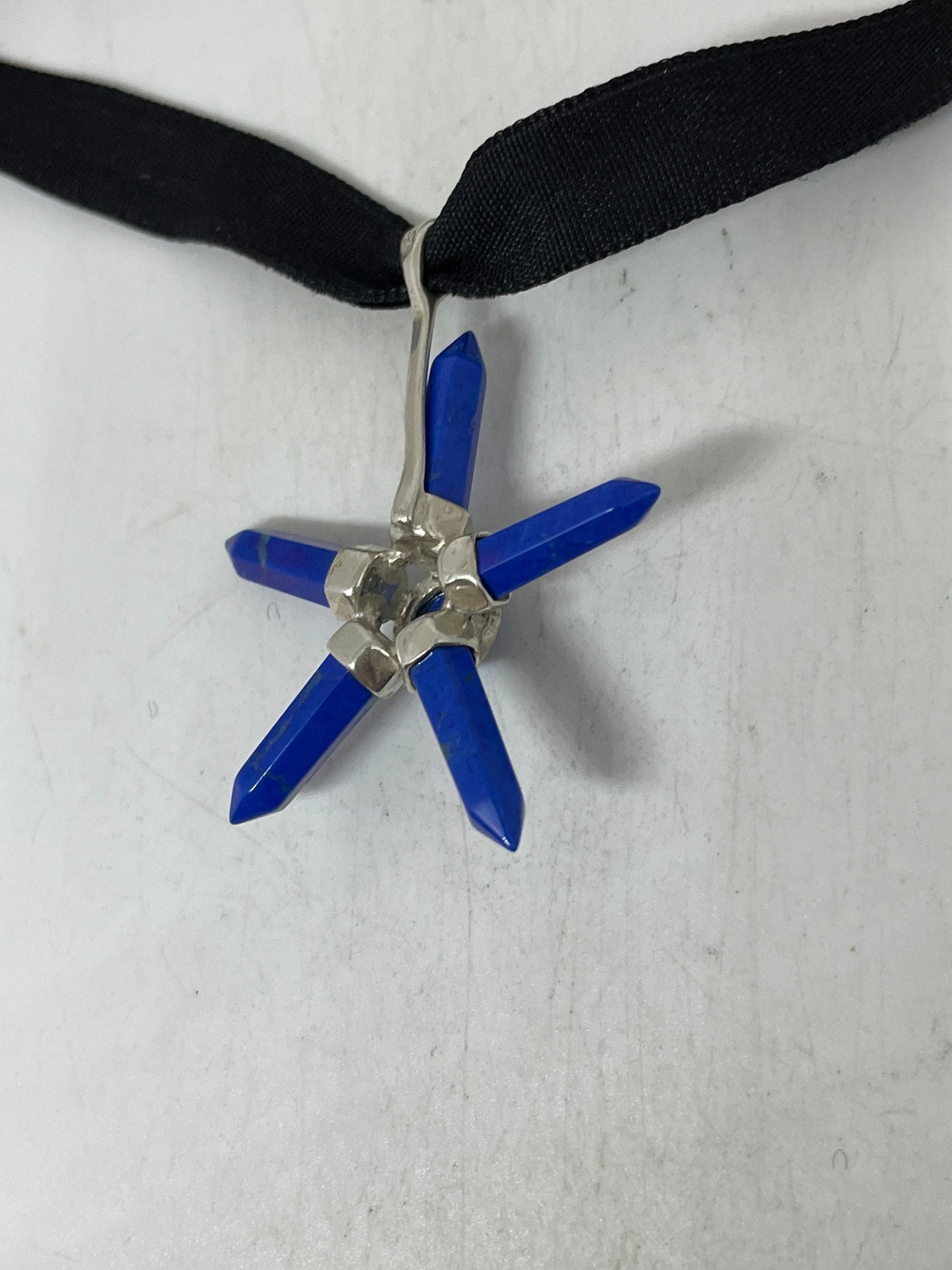 Vintage Tibetan Lapis Star Choker Necklace.