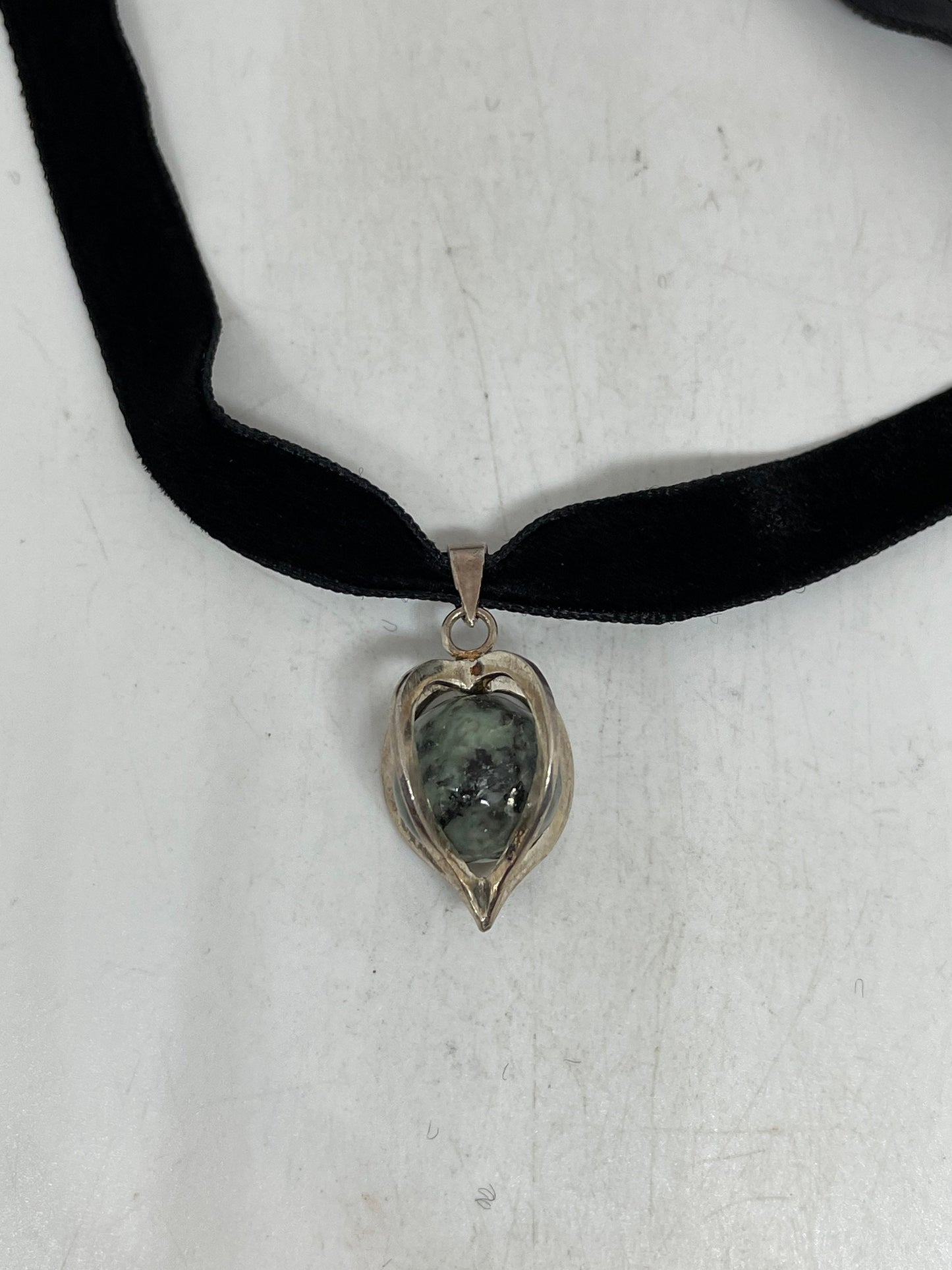 Vintage Heart Choker 925 Sterling Silver Pendant Necklace