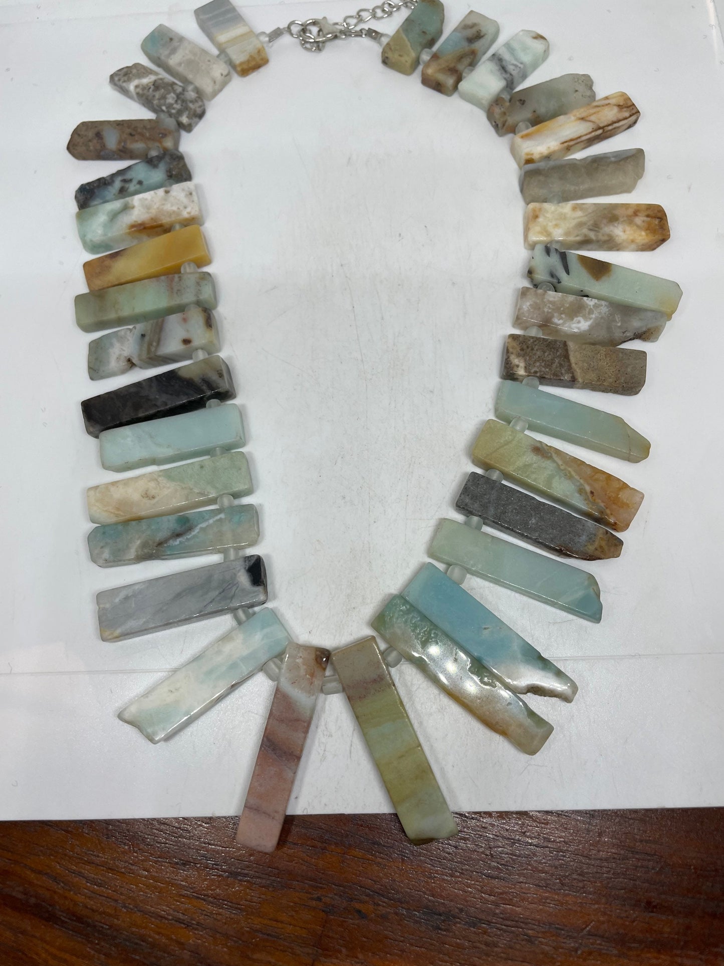16-19 Inch Hand Knoted Vintage Green Amazonite beaded Necklace
