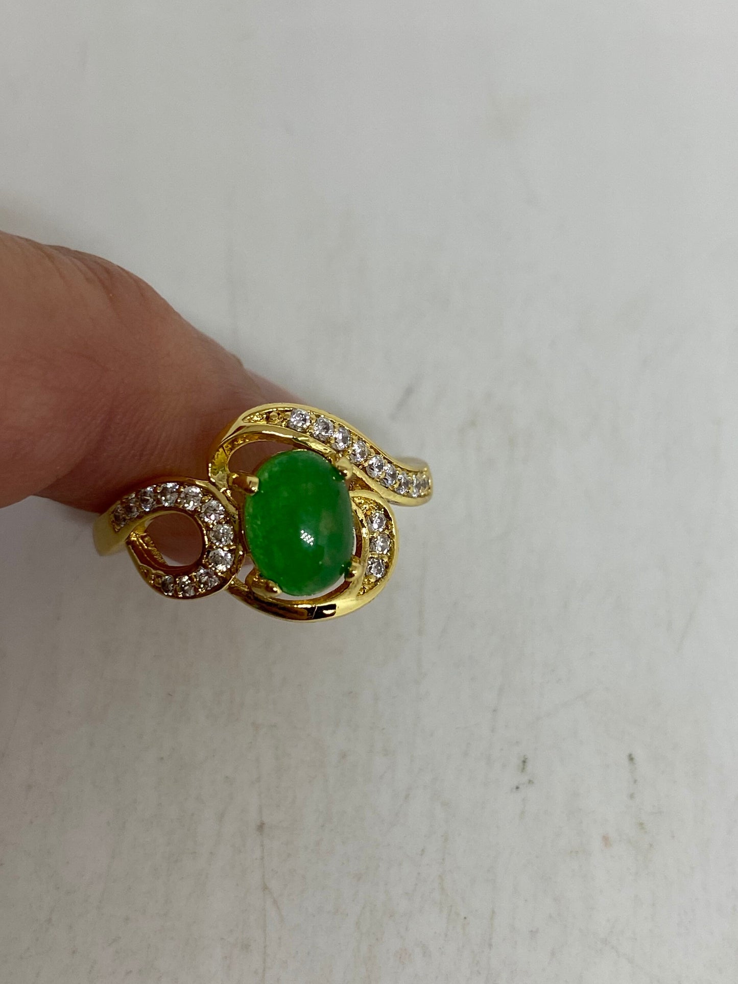 Vintage Lucky Green Nephrite Jade Ring