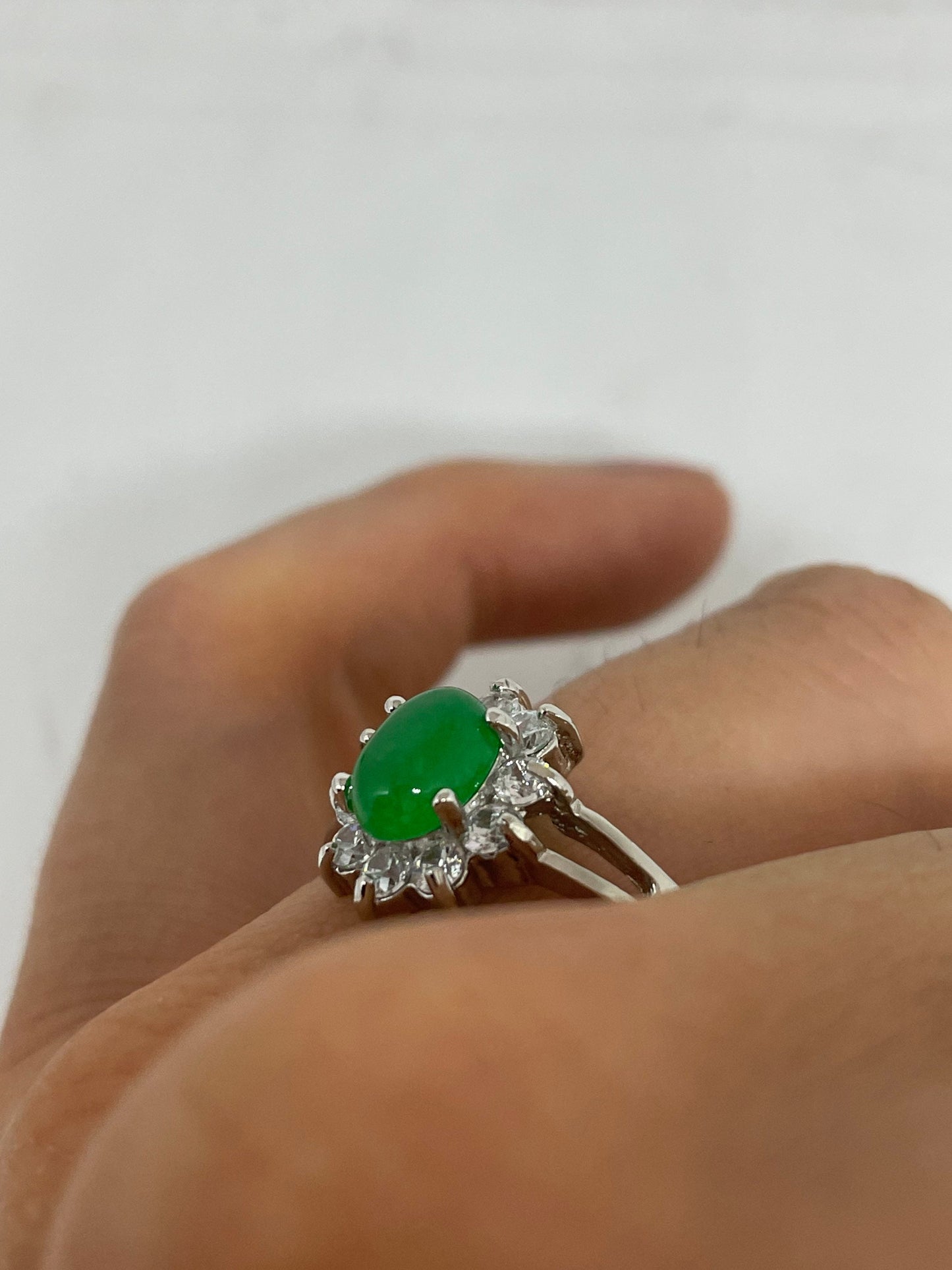 Vintage Lucky Green Nephrite Jade Ring