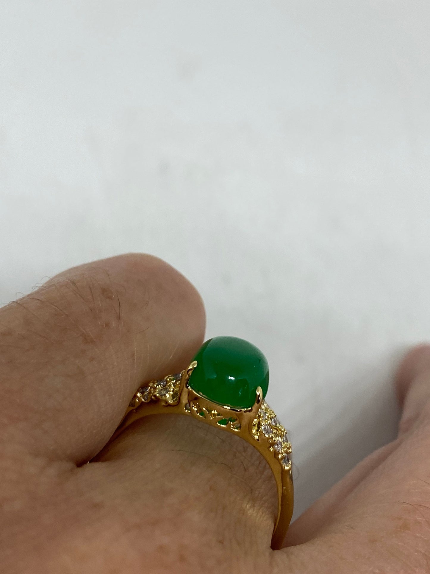 Vintage Lucky Green Nephrite Jade Ring