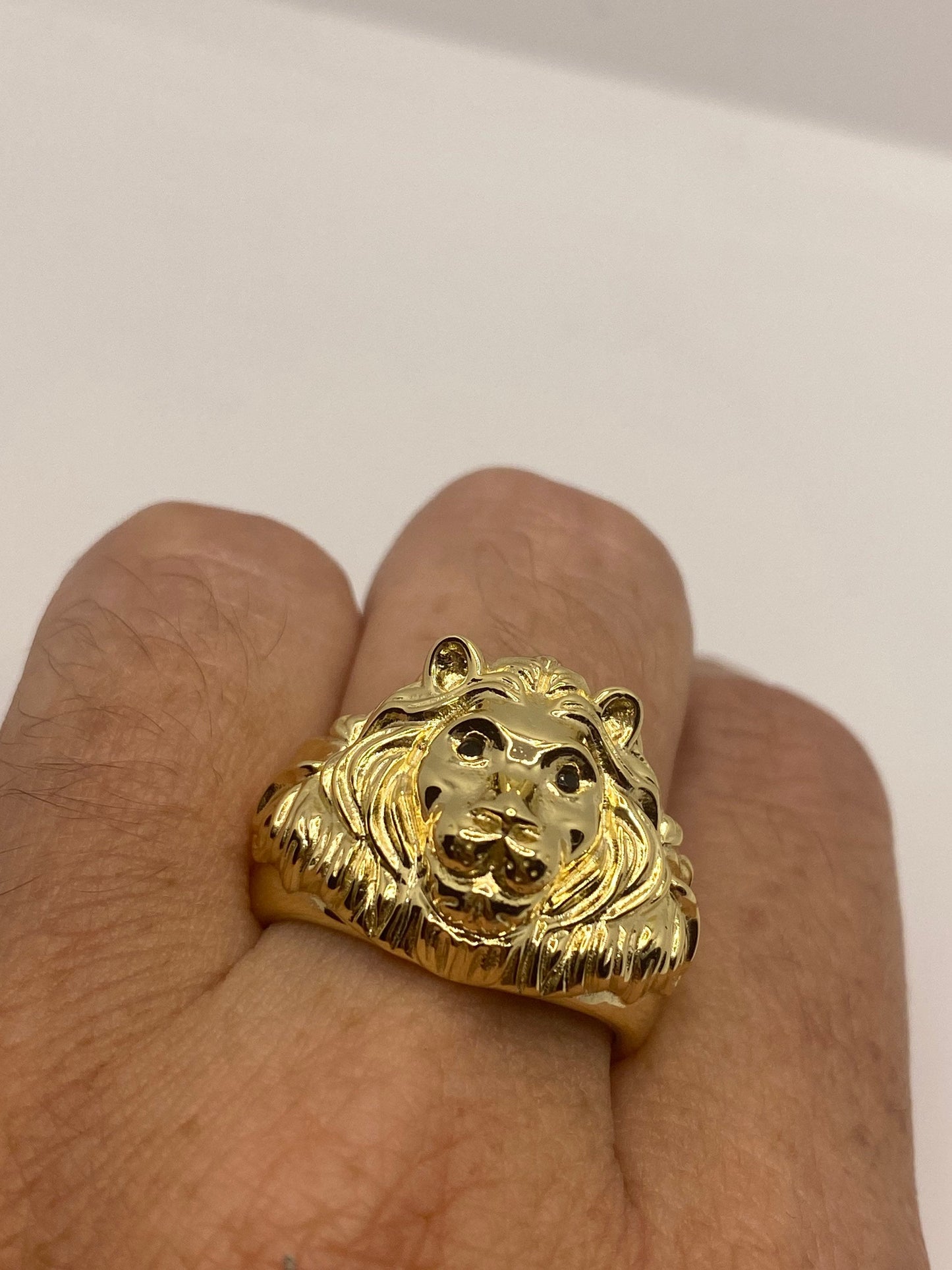 Vintage Lion Ring Golden 925 Sterling Silver