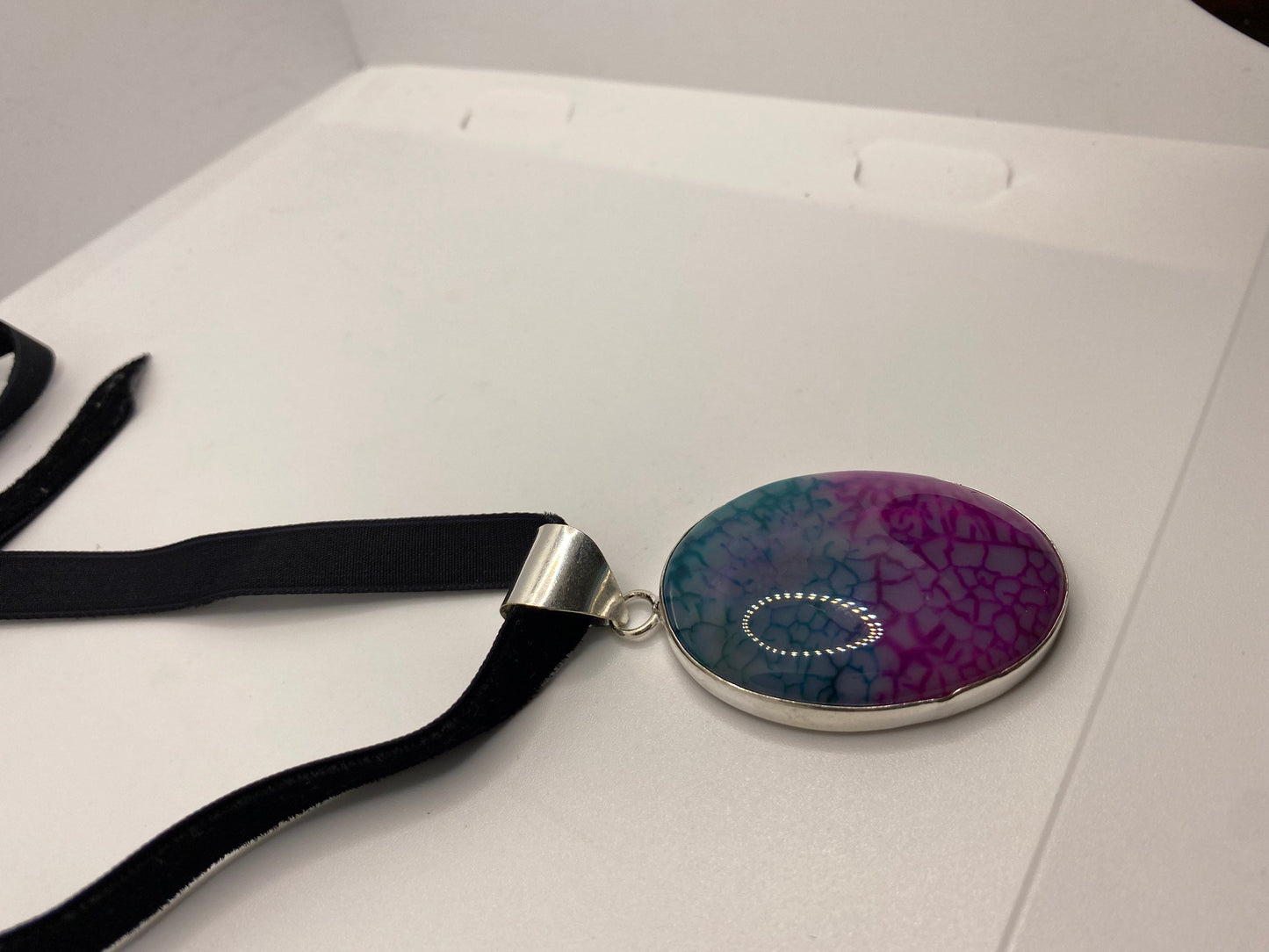 Vintage Watermelon crackled Onyx Choker Necklace