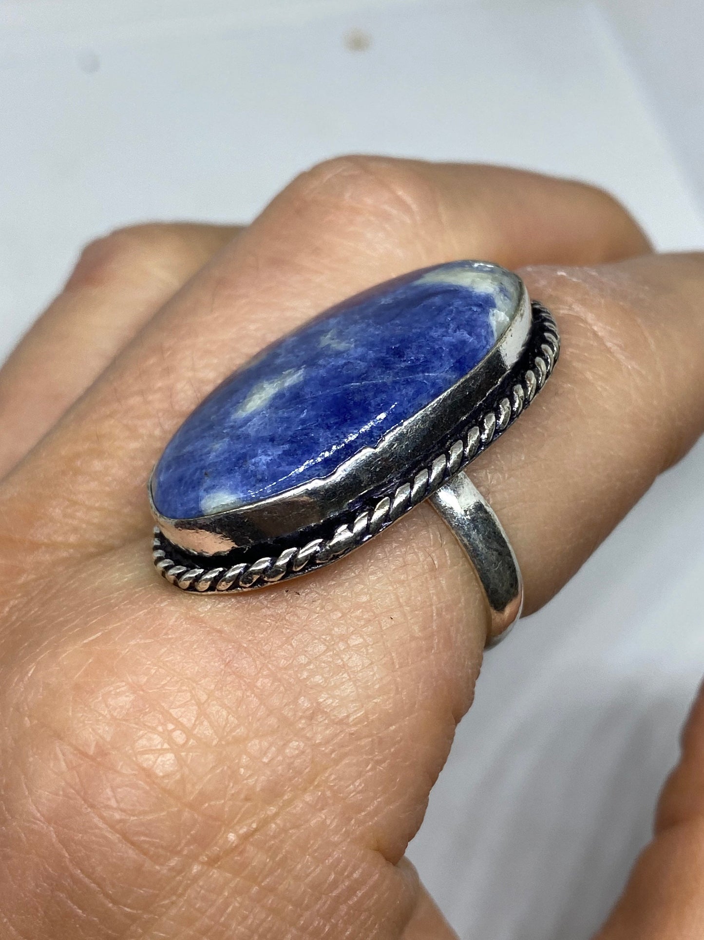 Vintage Blue Genuine Lapis Lazuli Ring Size 8.5