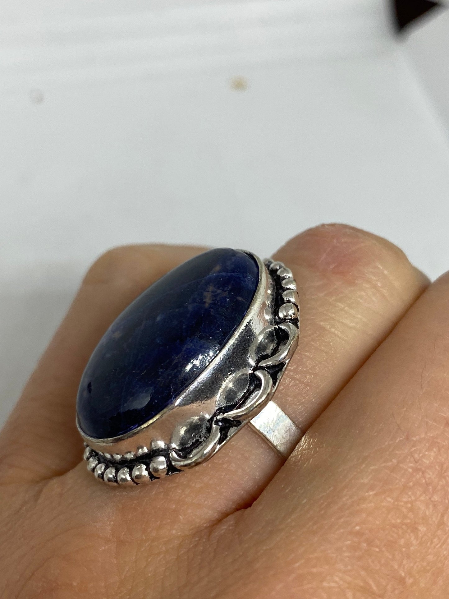 Vintage Blue Genuine Lapis Lazuli Ring Size 7.5