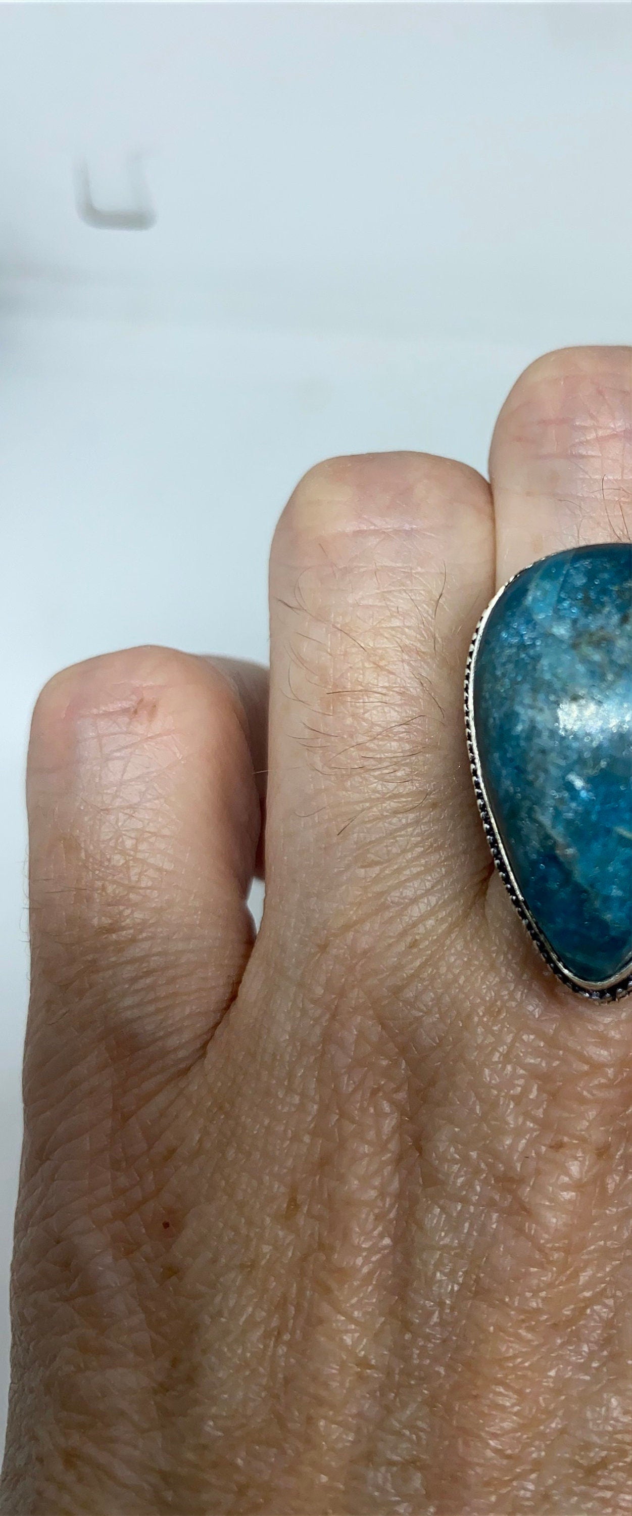 Vintage Blue Moonstone Stone Silver Ring
