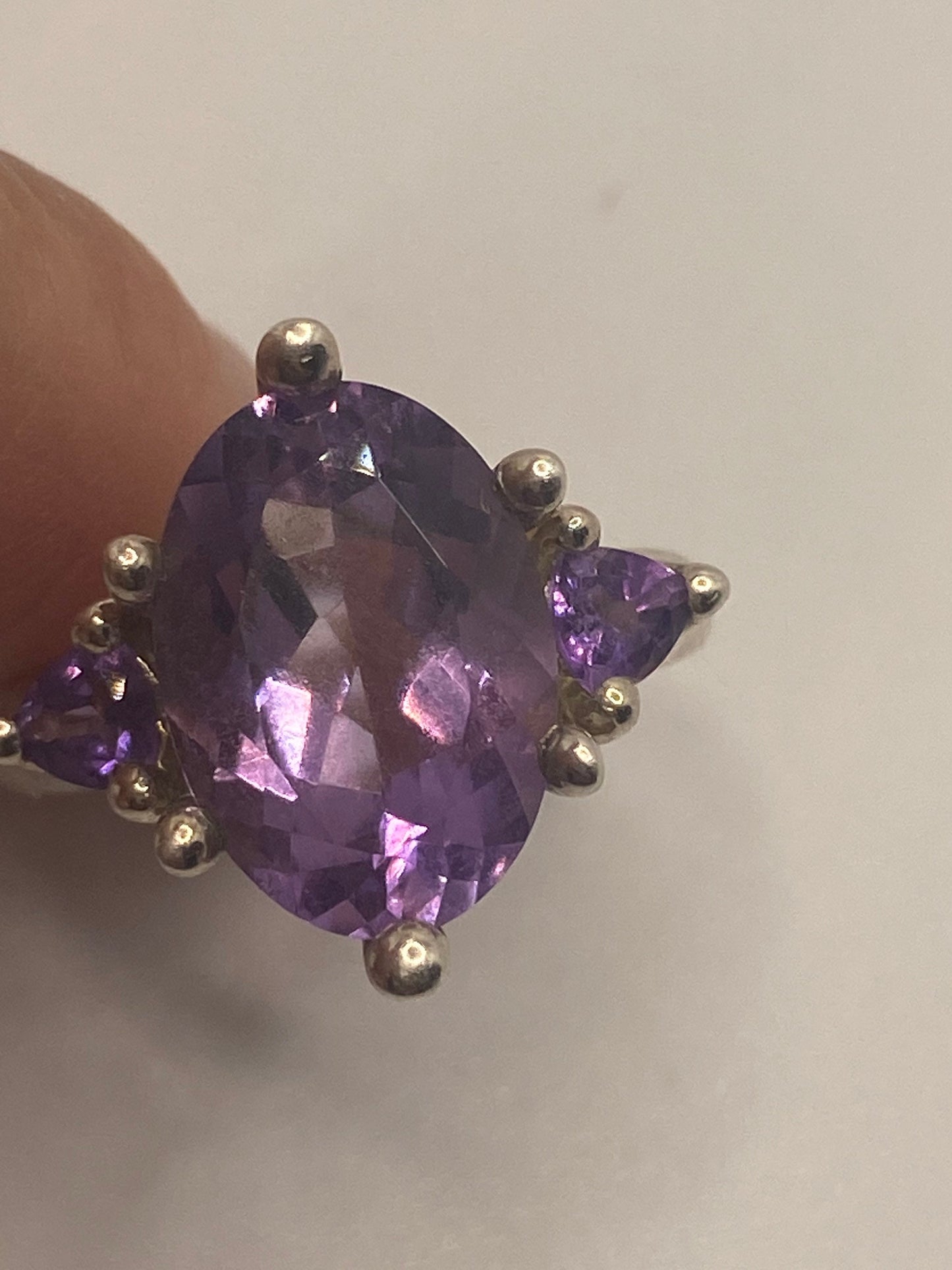 Vintage Purple Amethyst Ring 925 Sterling Silver