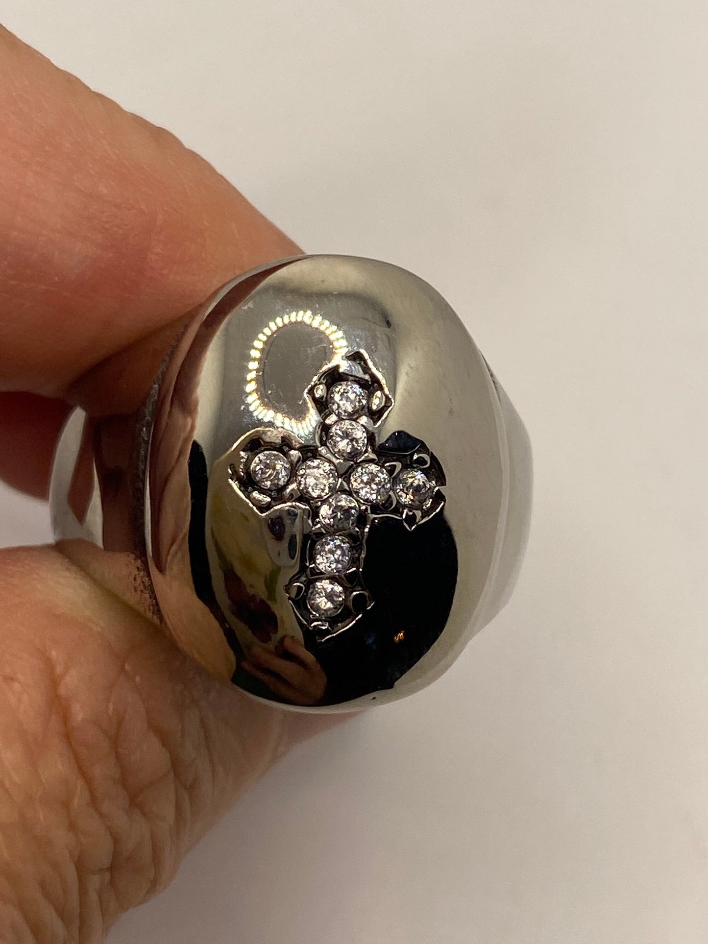 Vintage Gothic Cross Mens Ring Silver Stainless Steel