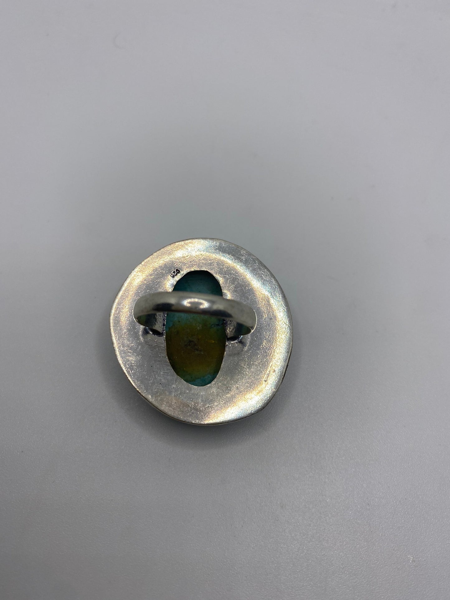 Vintage Blue Genuine Tibetan Turquoise Statement Chunky Cocktail Ring Size 8.5