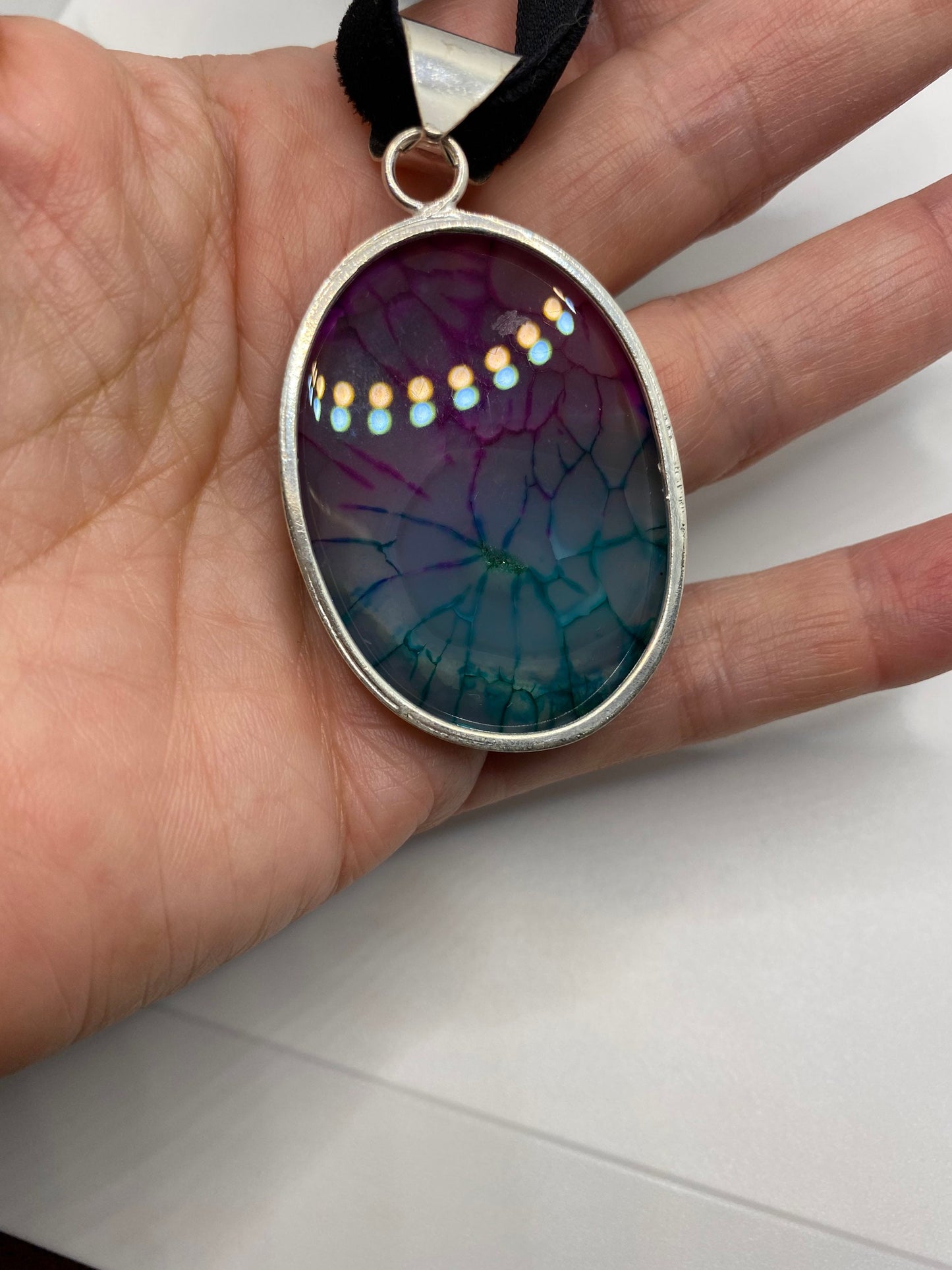 Vintage Watermelon crackled Onyx Choker Necklace