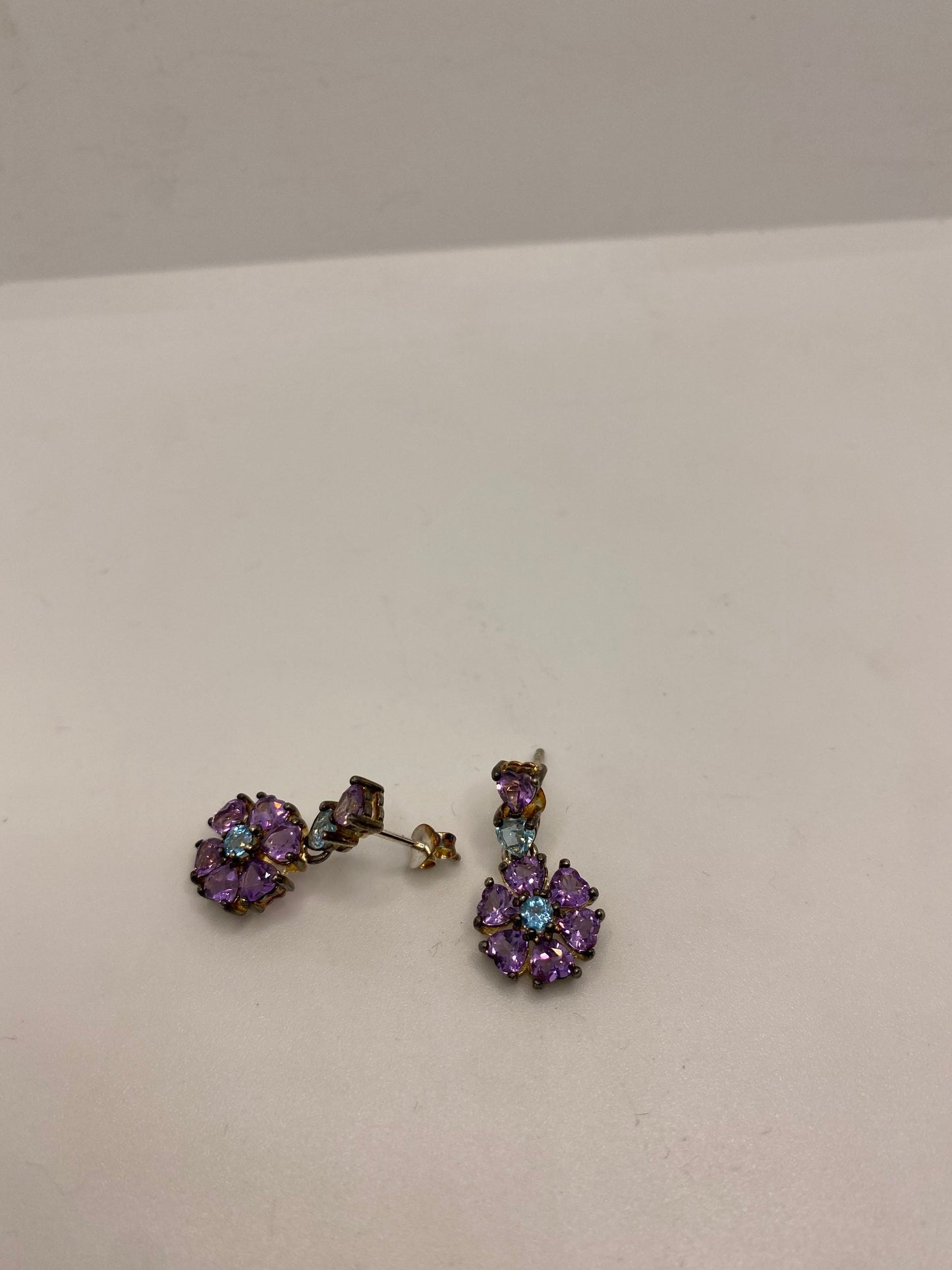 Vintage Amethyst Earrings 925 Sterling Silver Stud