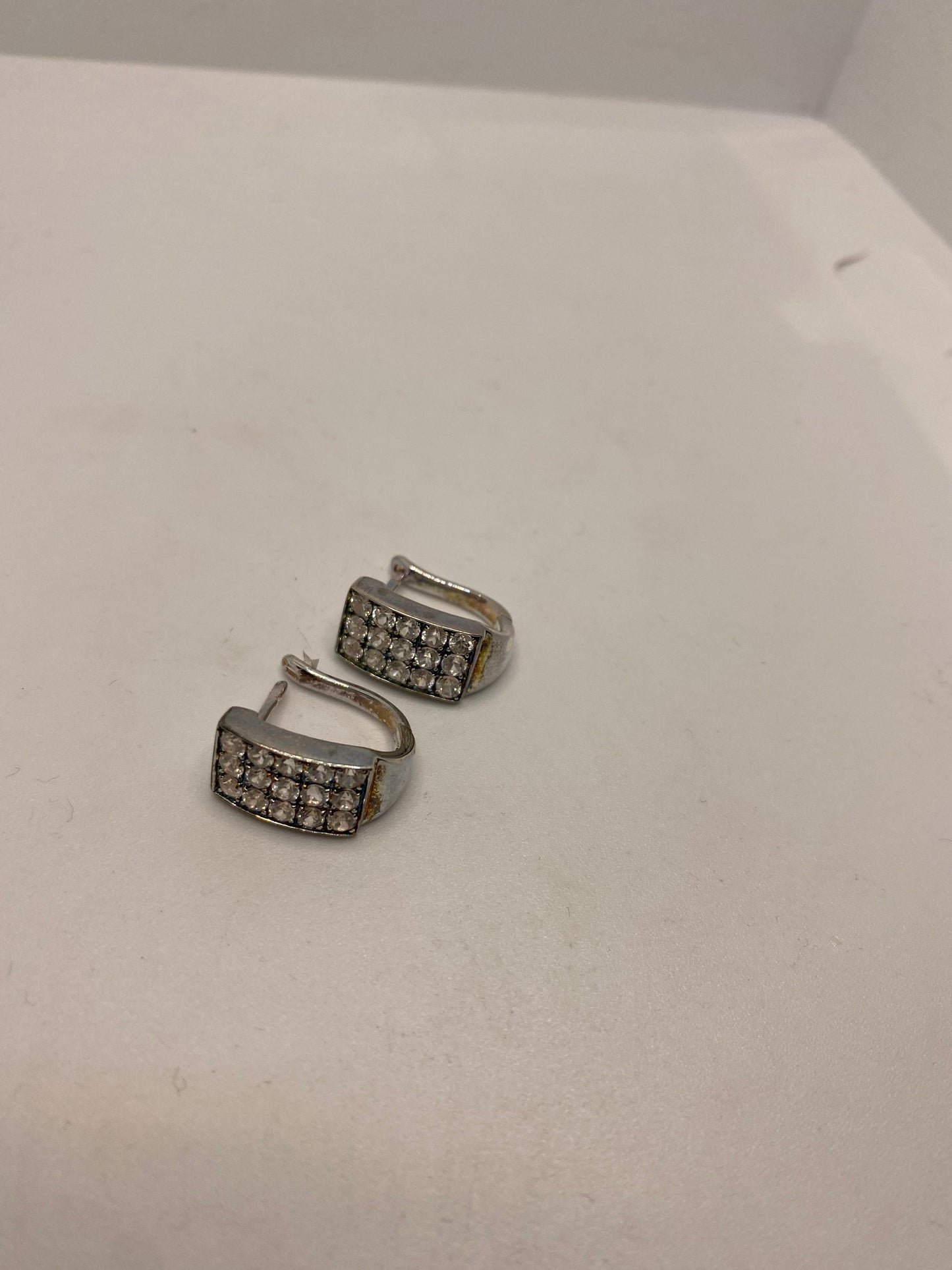 Vintage Genuine White Sapphire 925 Sterling Silver Dangle Chandelier Earrings