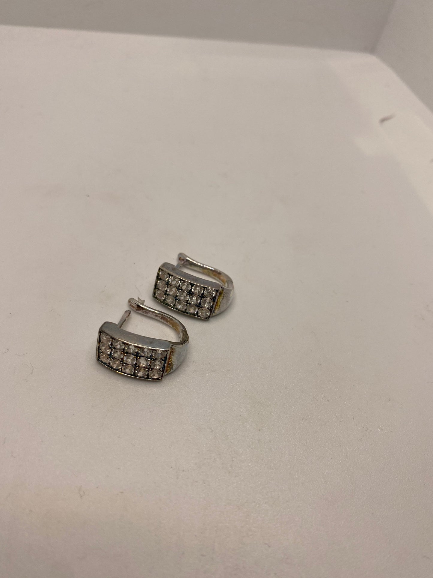 Vintage Genuine White Sapphire 925 Sterling Silver Dangle Chandelier Earrings