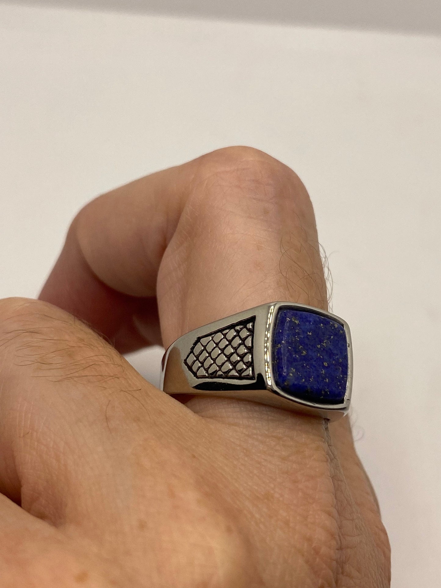 Vintage Blue Lapis Lazuli Mens Ring