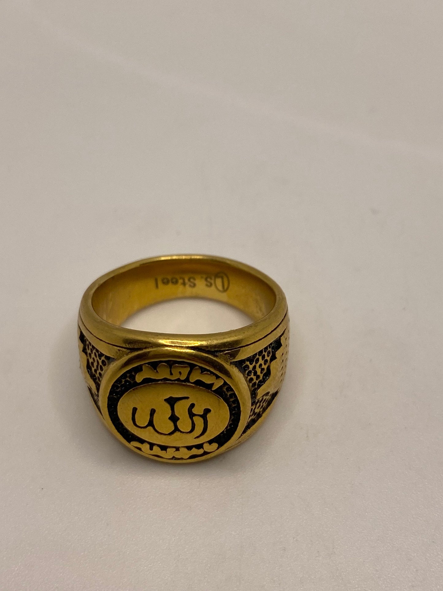 Vintage Gothic Golden Stainless Steel Muslim Star Cresant Mens Ring