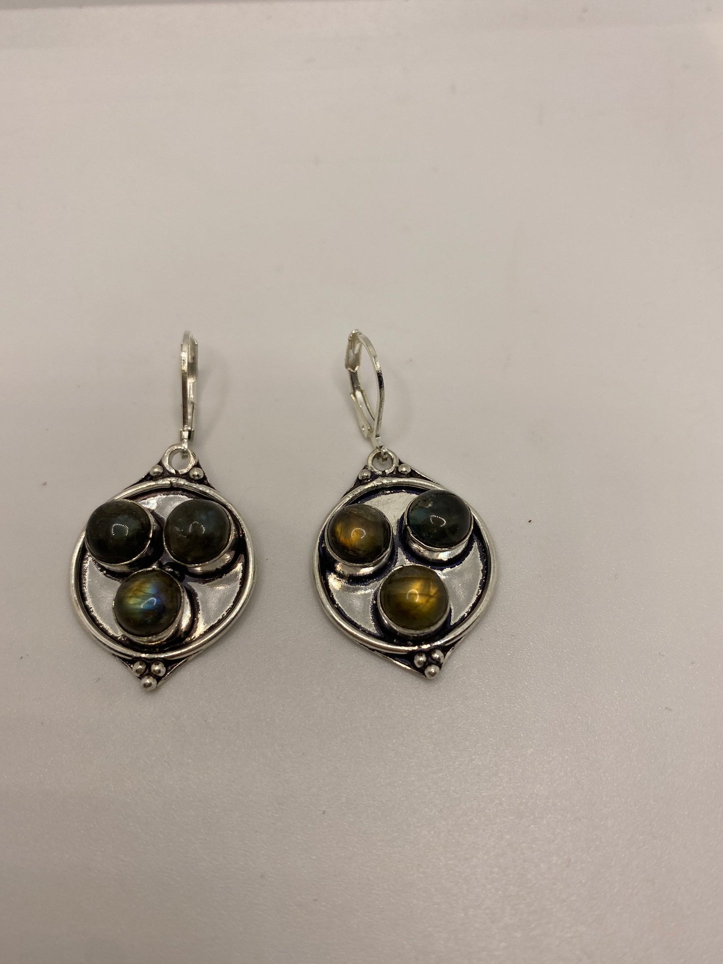 Vintage Labradorite Silver Dangle Earrings