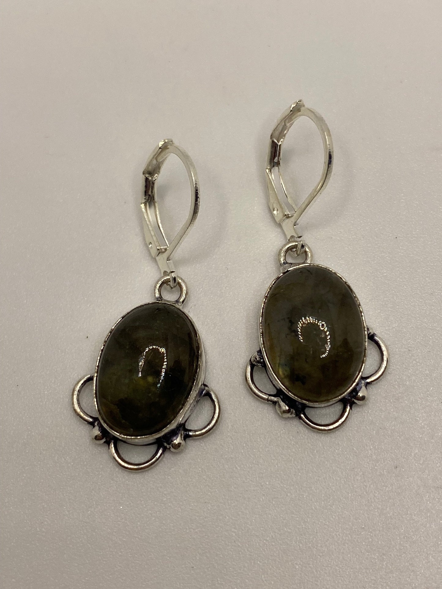 Vintage Labradorite Silver Dangle Earrings
