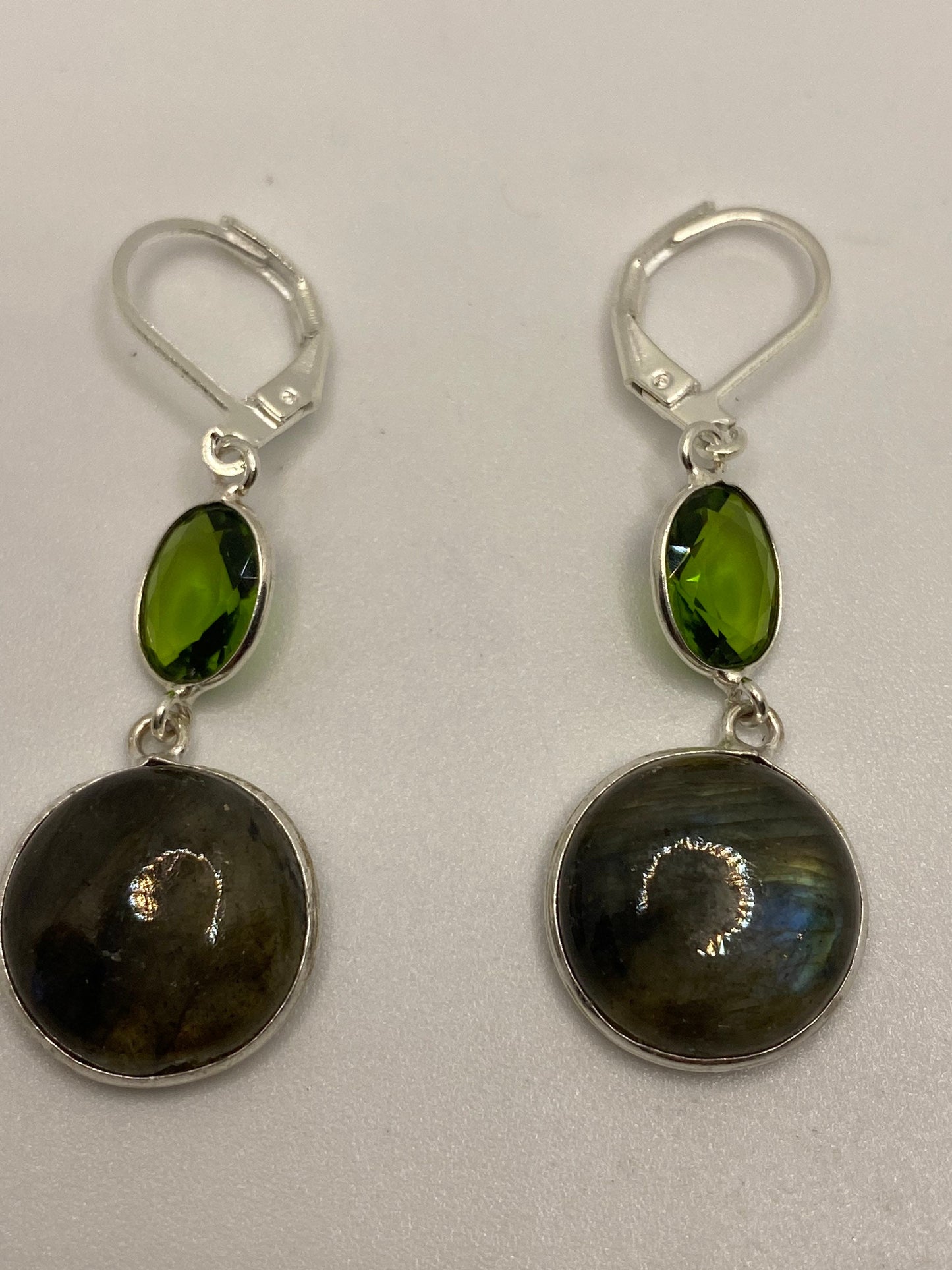 Vintage Labradorite Silver Dangle Earrings