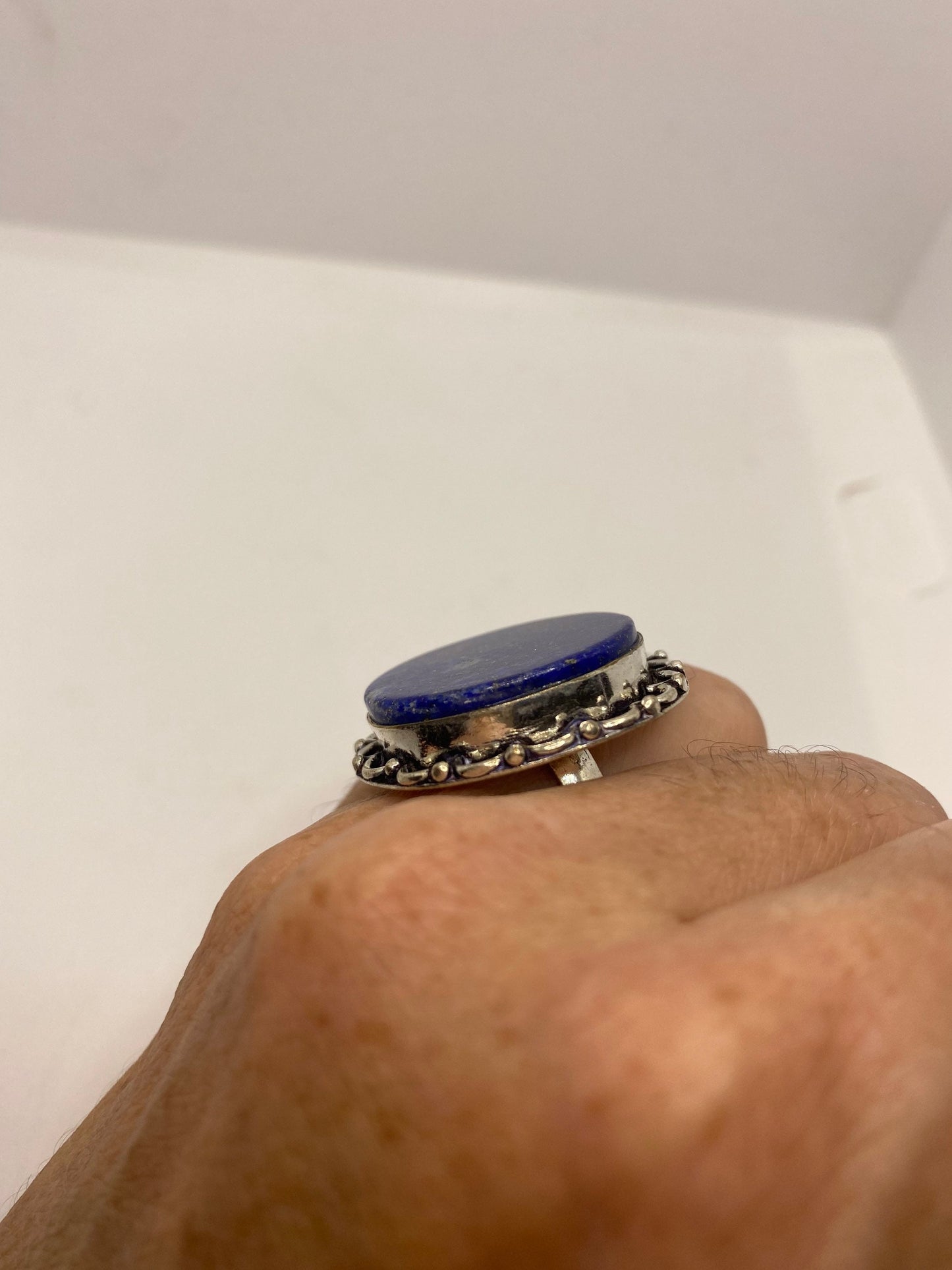 Vintage Blue Genuine Lapis Lazuli Cocktail Ring