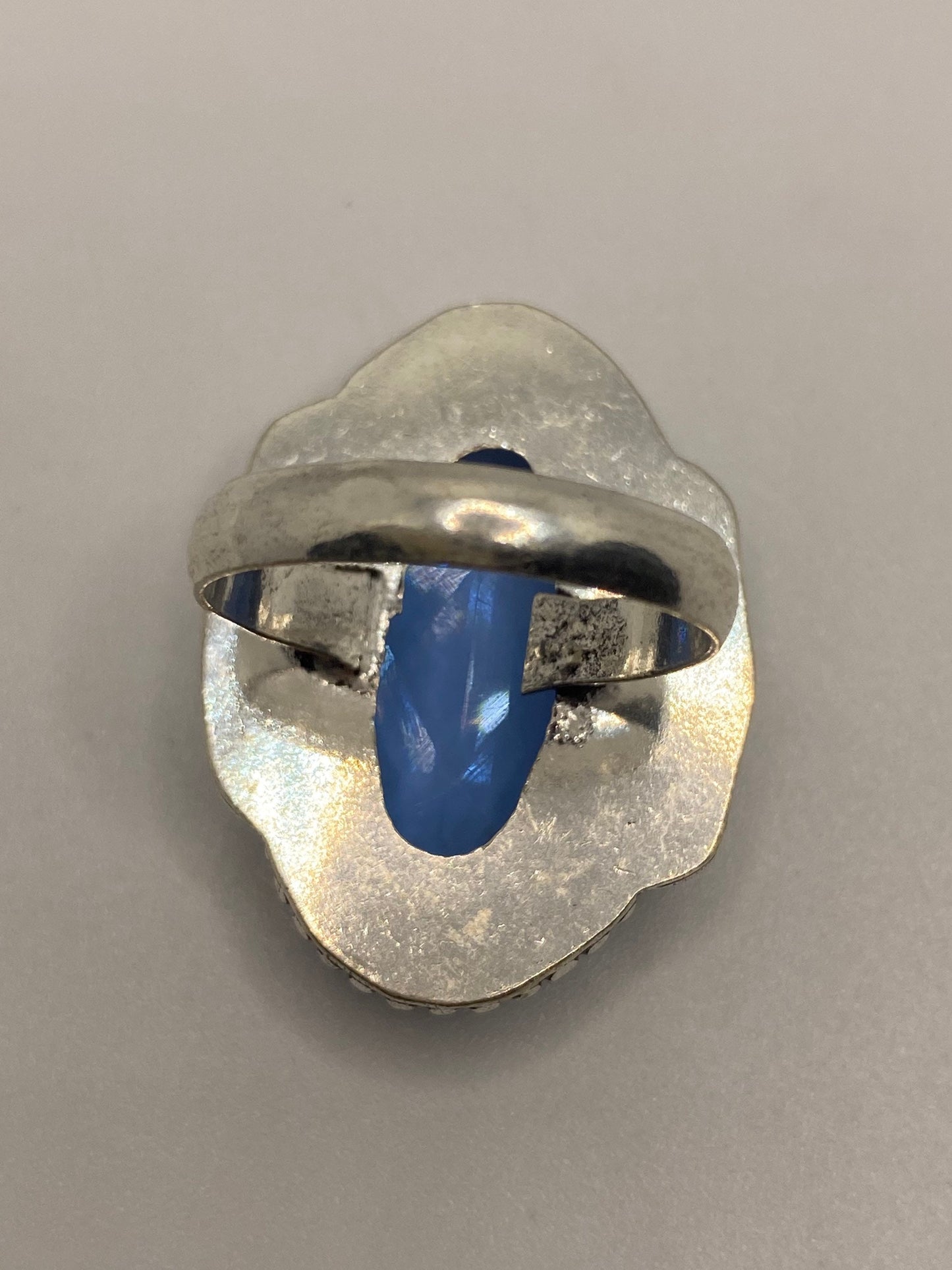 Vintage Blue Ring Antique Art Glass Cocktail