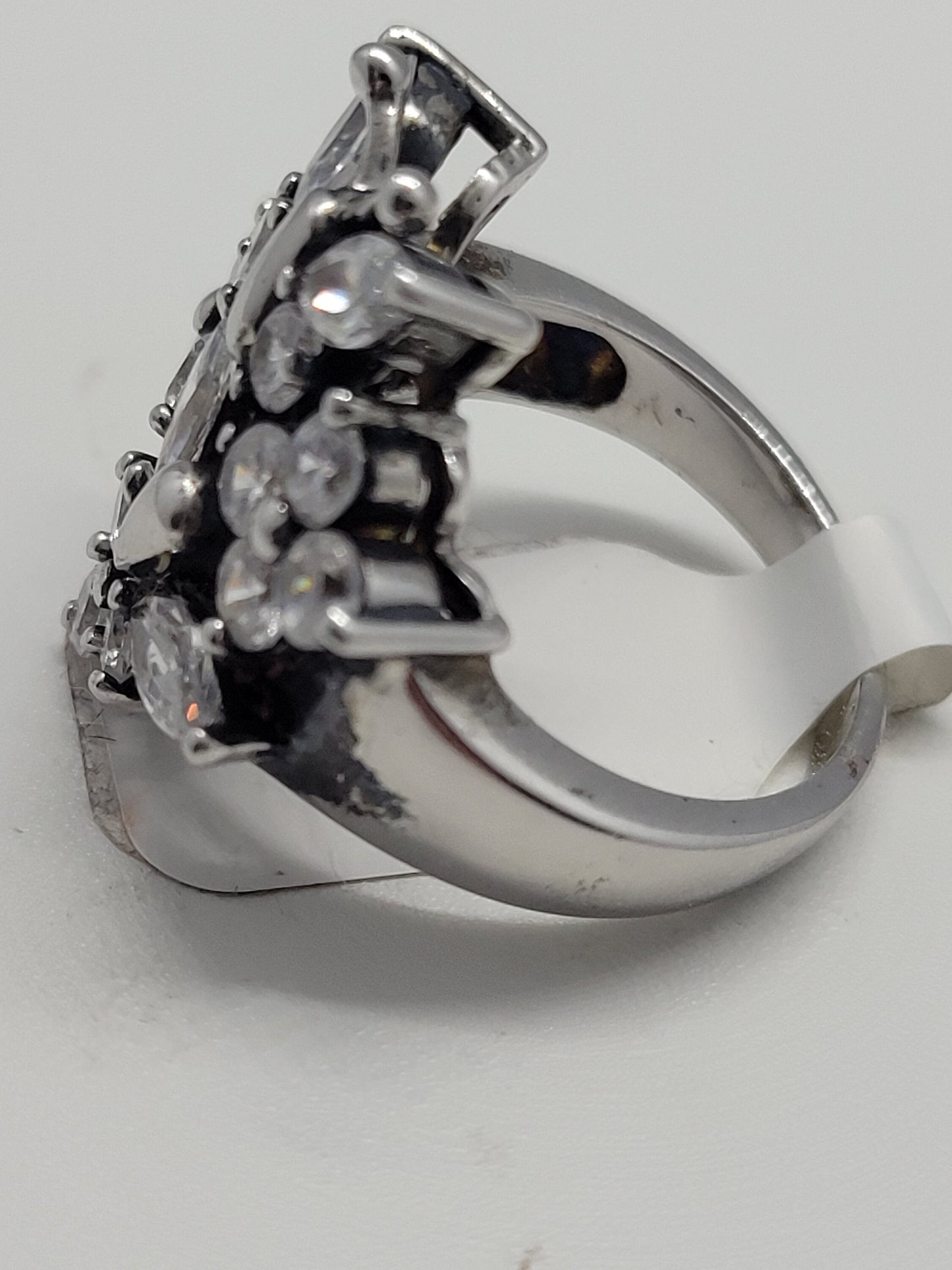 Vintage White Topaz Butterfly Ring in 925 Sterling Silver