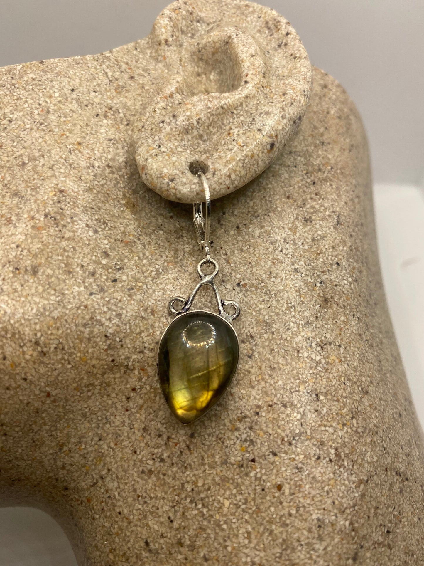 Vintage Labradorite Silver Dangle Earrings