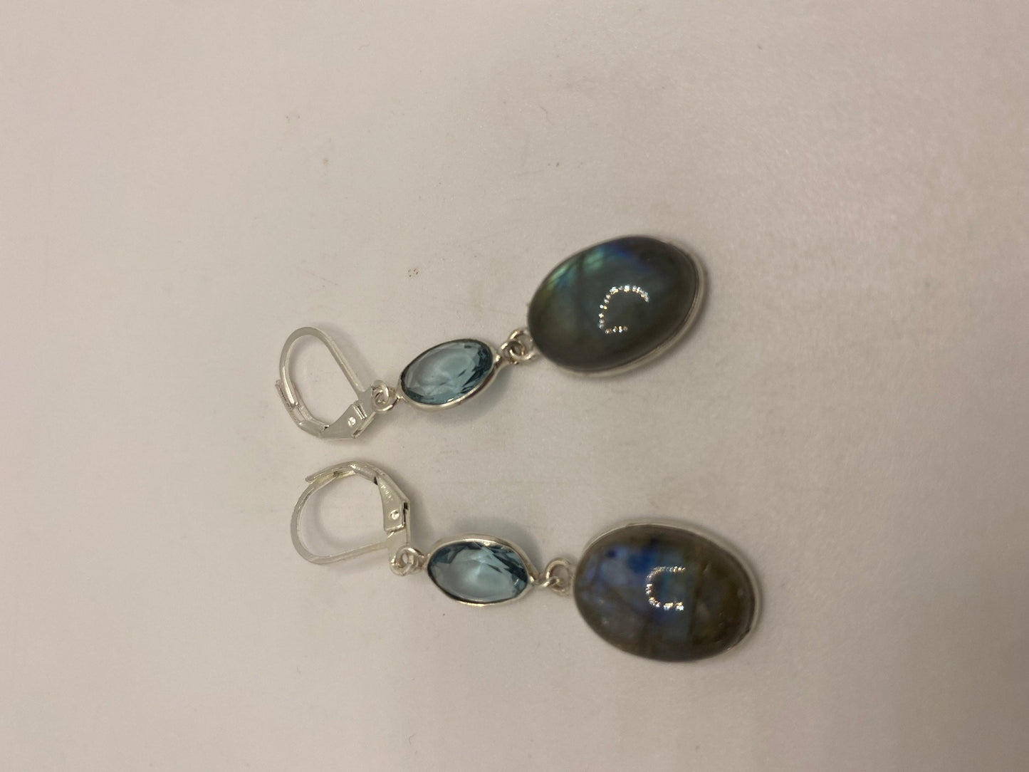 Vintage Labradorite Silver Dangle Earrings