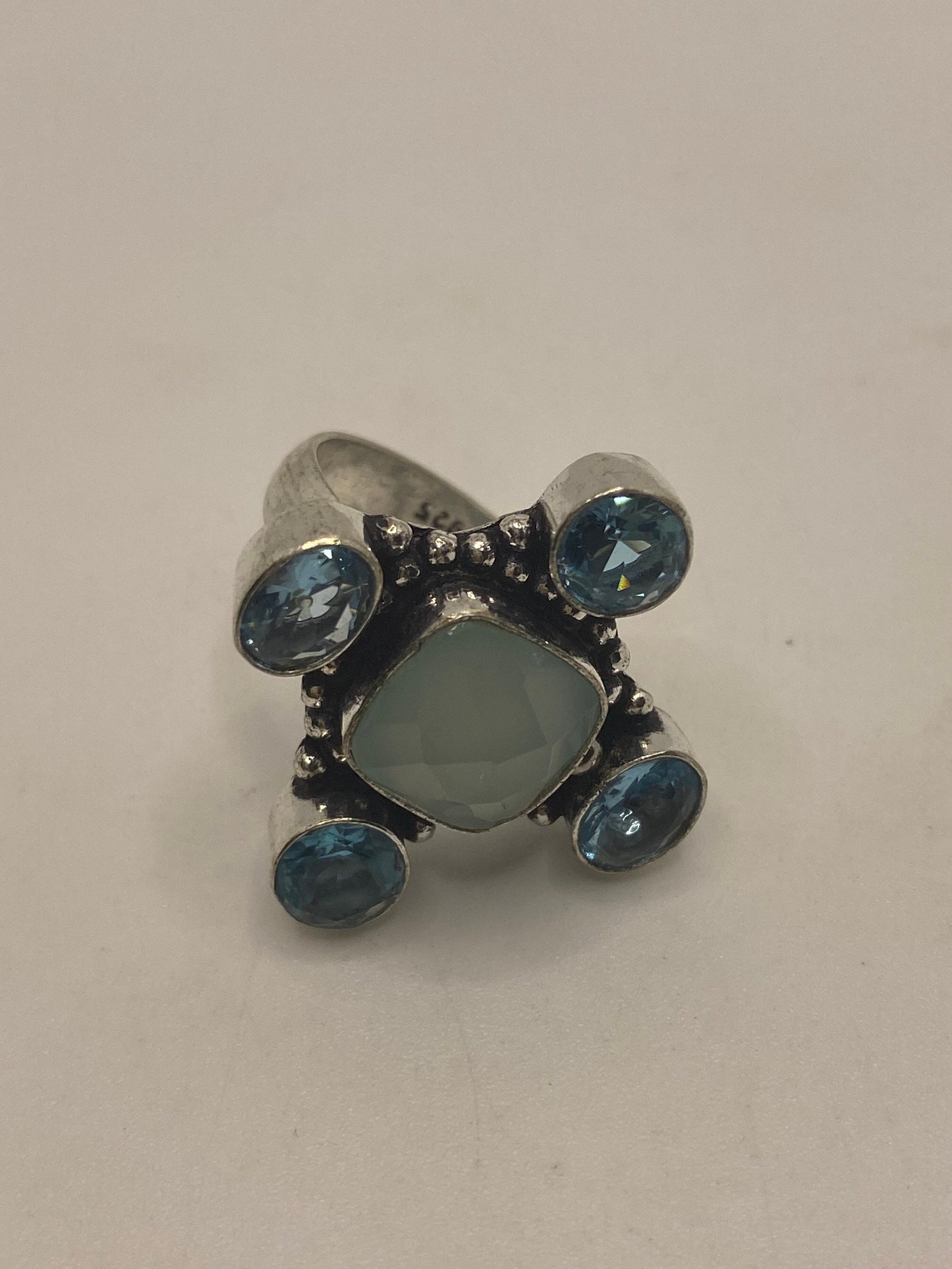 Vintage Blue Chalcedony Blue Topaz Ring