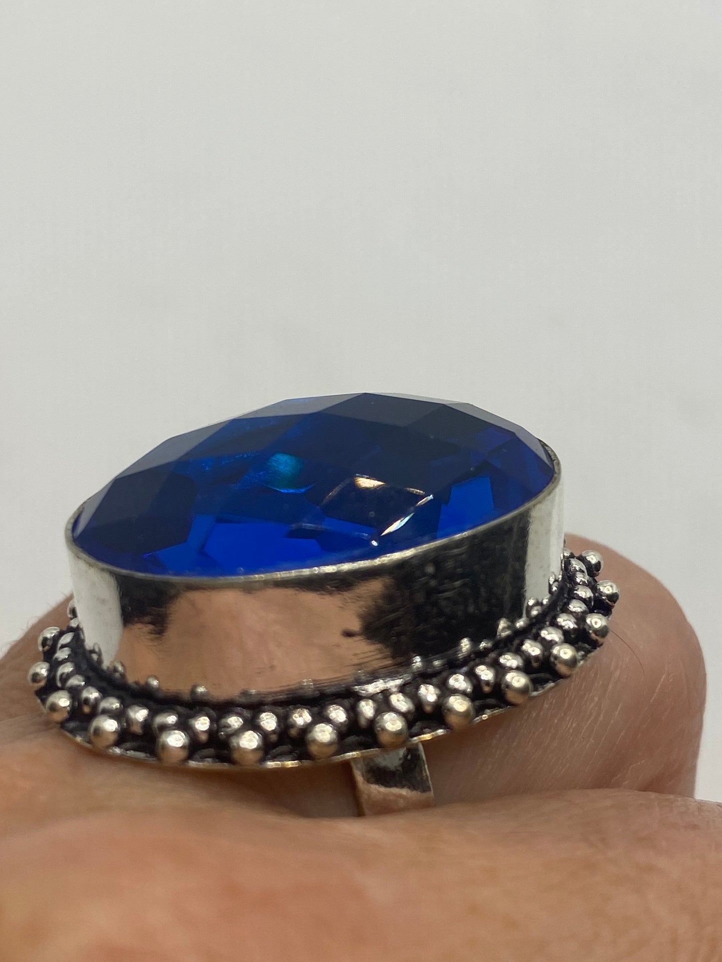 Vintage Blue Art Glass Ring