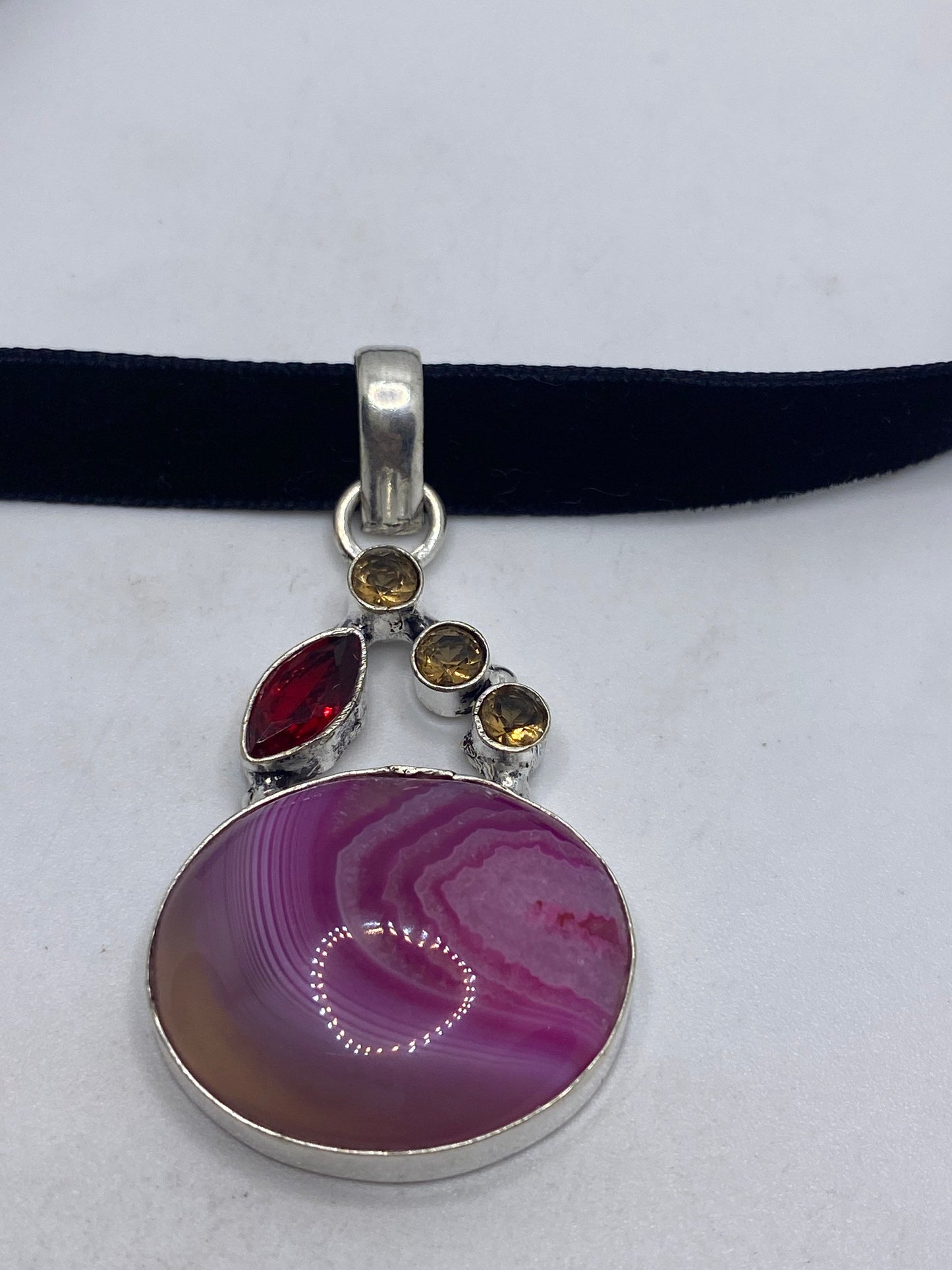 Vintage Antique Pink Agate Choker Necklace